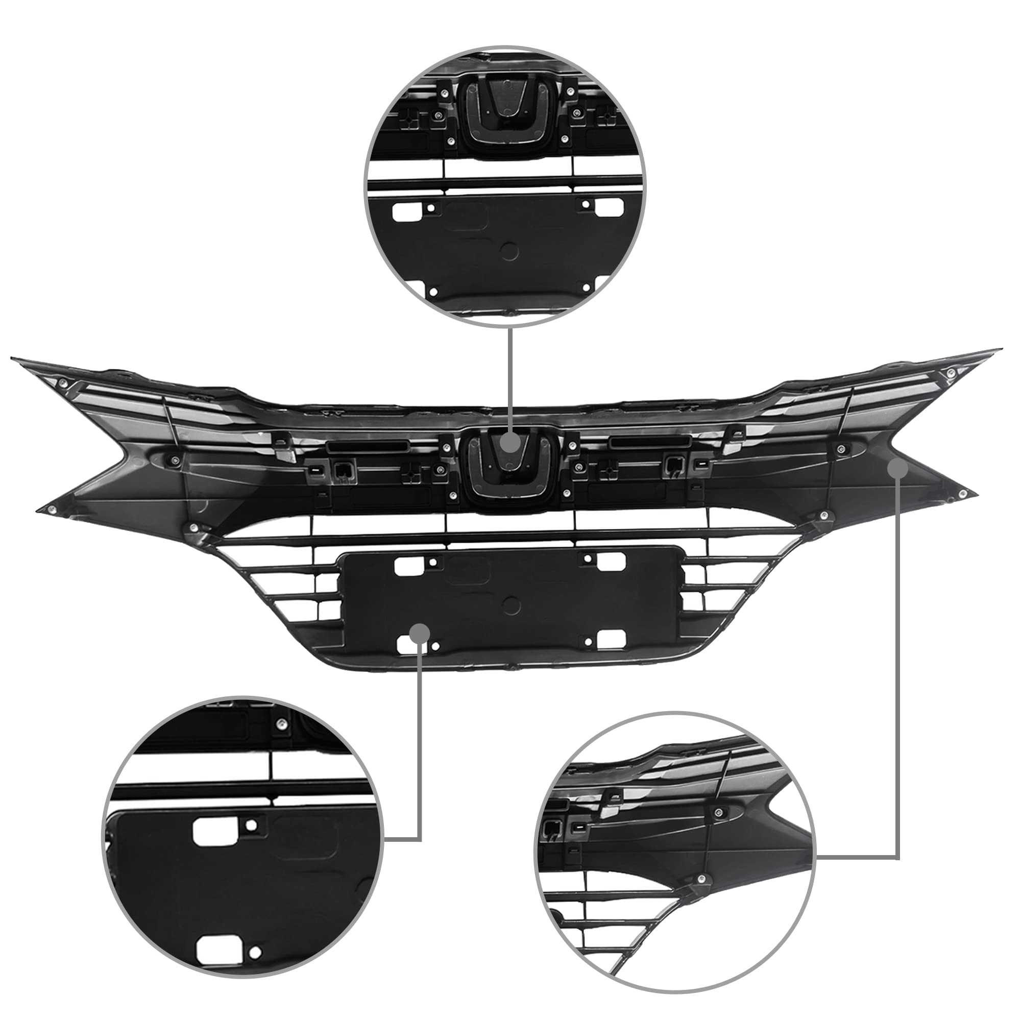 PartsFlow Front Bumper Grille - OEM Style Black with Chrome Trim - Compatible with 2016-2018 Honda HR-V Sport | Perfect Upgrade for Off-Roading & Urban Driving