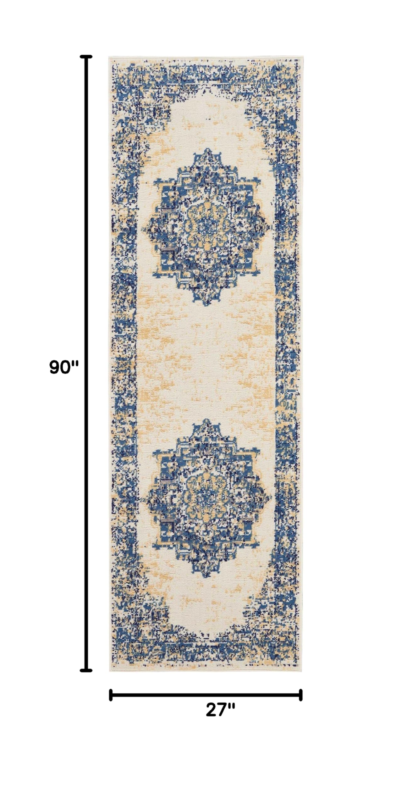Nourison Grafix Traditional Area Rug 2'3'' x 7'6'' - Modern Design, Easy to Clean, Non-Shedding - Perfect for Bedroom, Living Room, Dining Room & Kitchen (8' Runner Rug for Hallways & Entryways)