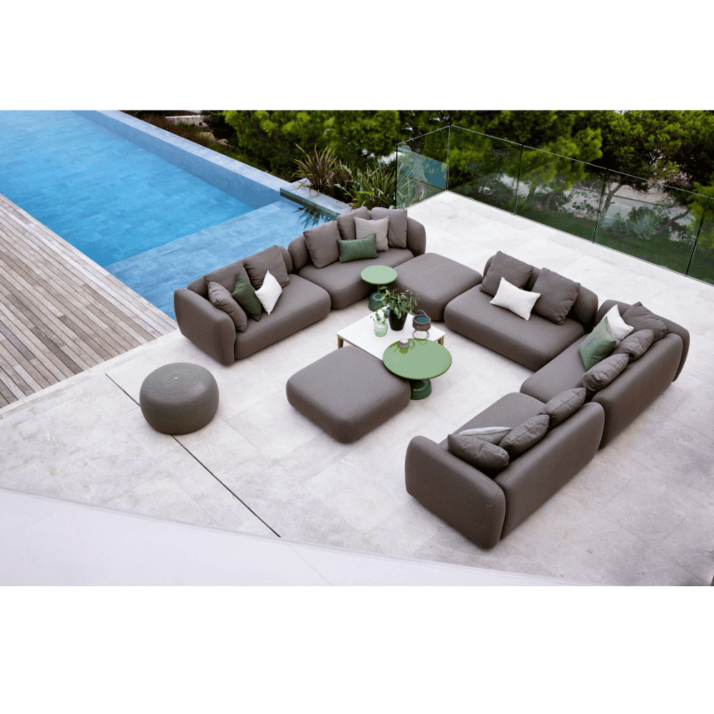 Outdoor Corner Sofa Set with Table and Pouf - Waterproof Patio Furniture for Garden, Backyard, and Poolside Relaxation