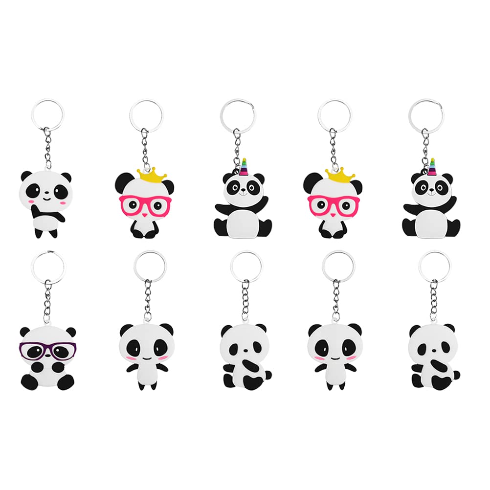 LUOZZY 10pcs Cute Panda Keychains - Cartoon Key Pendants for Backpack, Luggage, and Gift Decorations - Perfect for Kids, Teens, and Animal Lovers