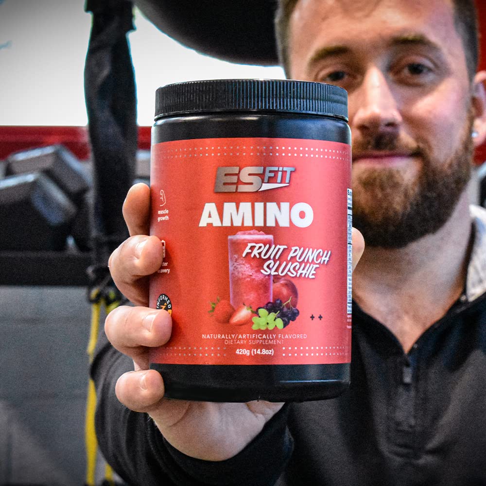 Premium Amino Powder for Workout Recovery - BCAA 2:1:1 Ratio with Electrolytes, Essential Amino Acids, Great-Tasting Fruit Punch Slushie Flavor - Lab Tested & Certified (30 Servings) - Ideal for Pre/Post Workout, Muscle Recovery & Hydration