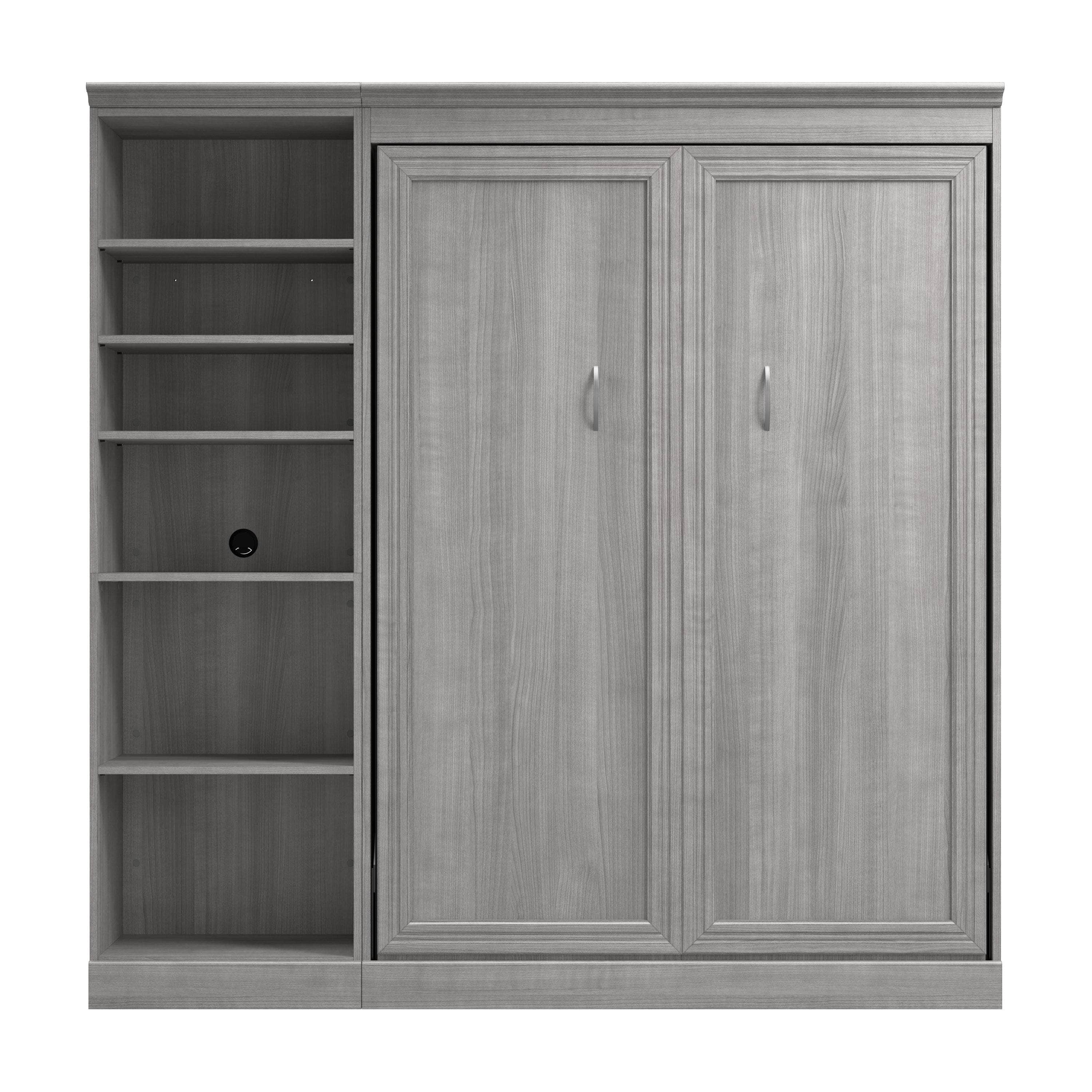 Space-Saving Full Murphy Wall Bed with Built-In Storage Unit - 3 Color Options for Bedroom, Guest Room, or Studio Apartment