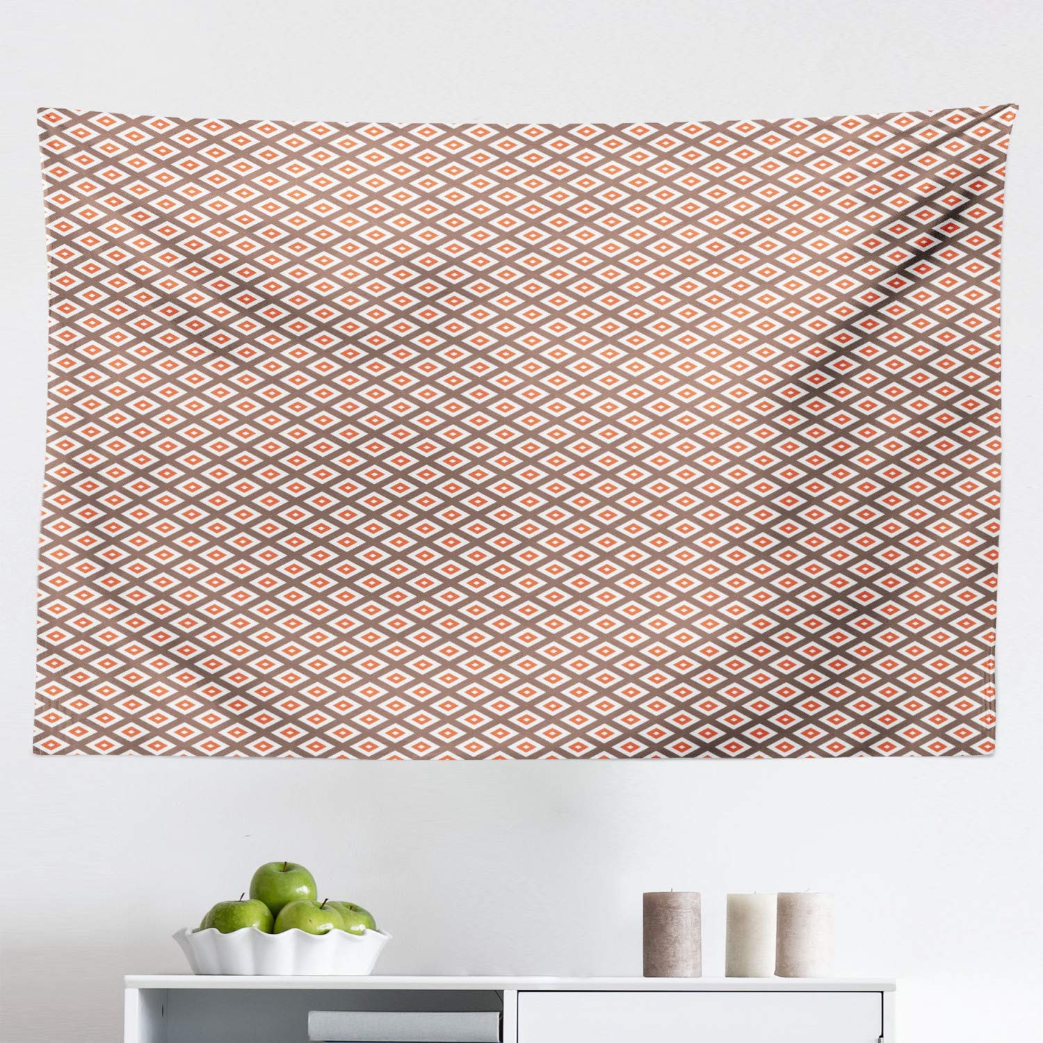 Ambesonne Chocolate Brown Geometric Tapestry - Diagonal Nested Squares Art Design, 45