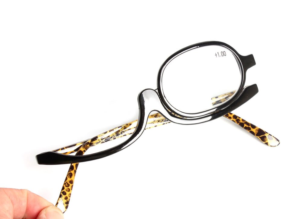 SOOLALA Women's Fashion Flip-Up Reading Glasses with Spring Hinges - Lightweight Blue Light Blocking for Makeup, Reading & Computer Work