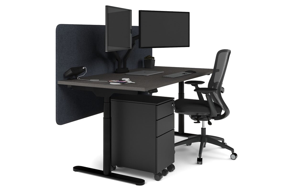 Flexi Premium Height Adjustable Single Workstation Desk - 1600L x 800W with Cable Management Scallop | Ergonomic Standing Desk for Home Office & Workspace