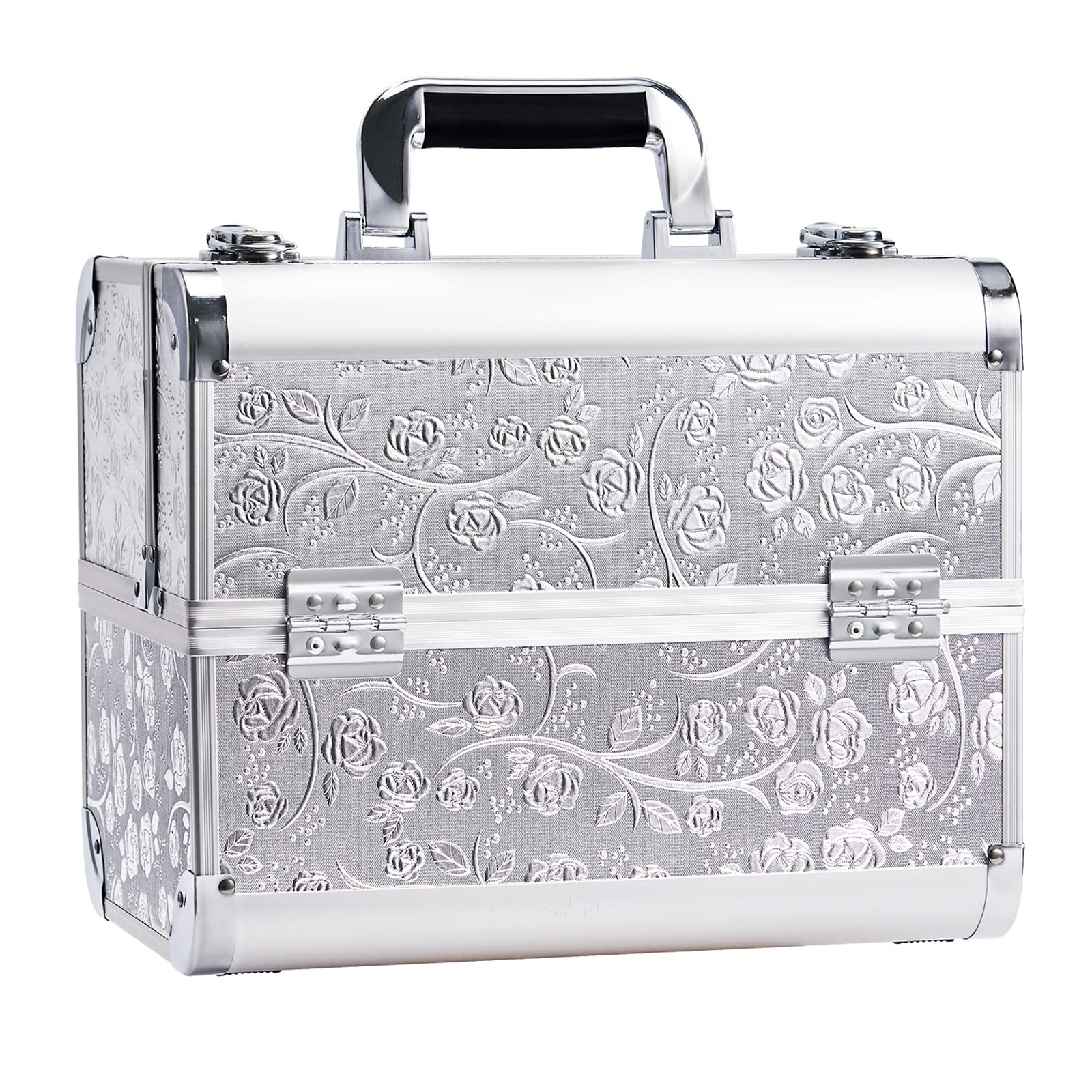 Joligrace Makeup Organizer Box - 4-Tier Vanity Storage Case with Key Lock for Cosmetics, Nail Polish & Beauty Accessories (32 x 21 x 26 cm) - Perfect for Bedroom, Bathroom & Travel Organization