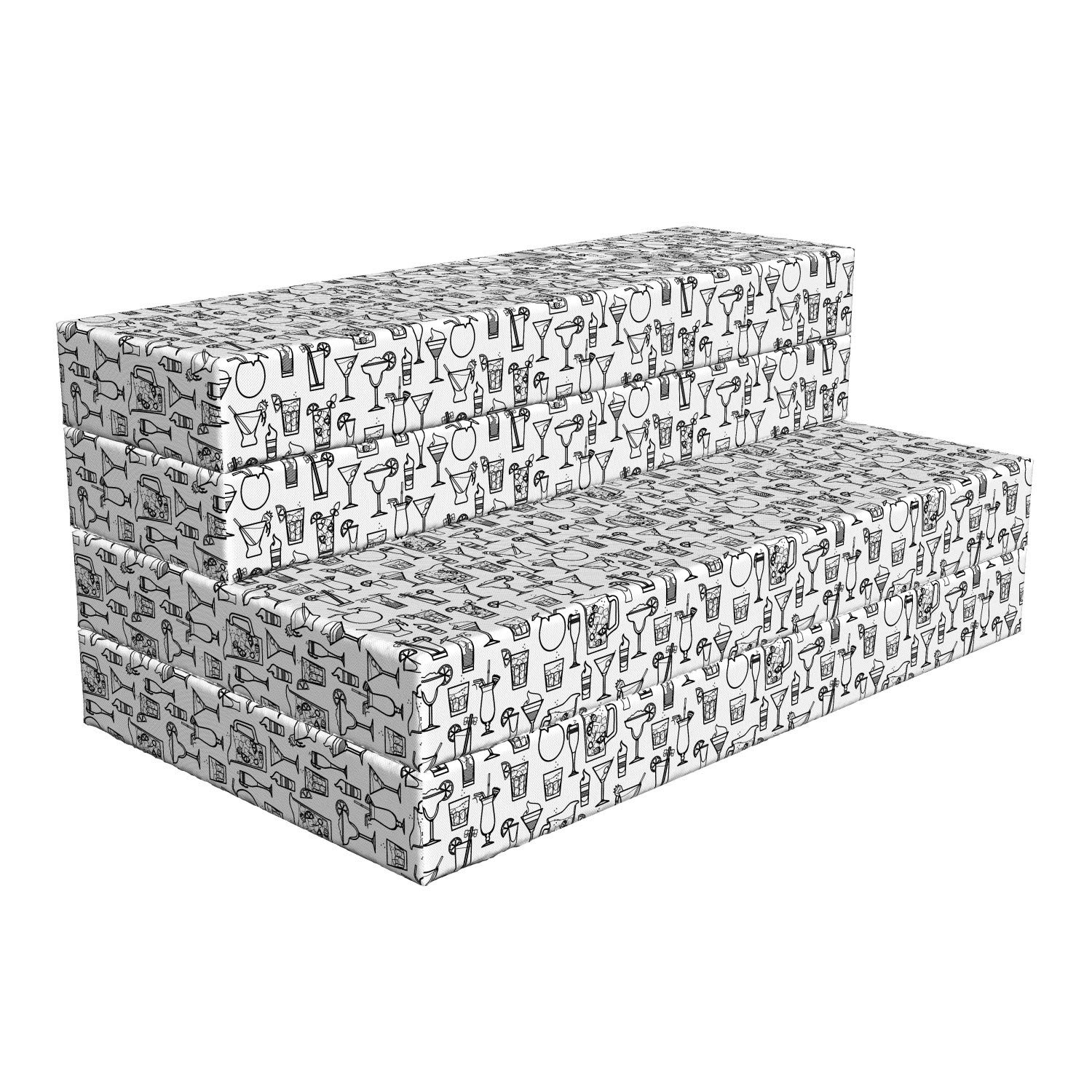 Ambesonne Foldable Mattress - Monochrome Cocktail Design, 78.7