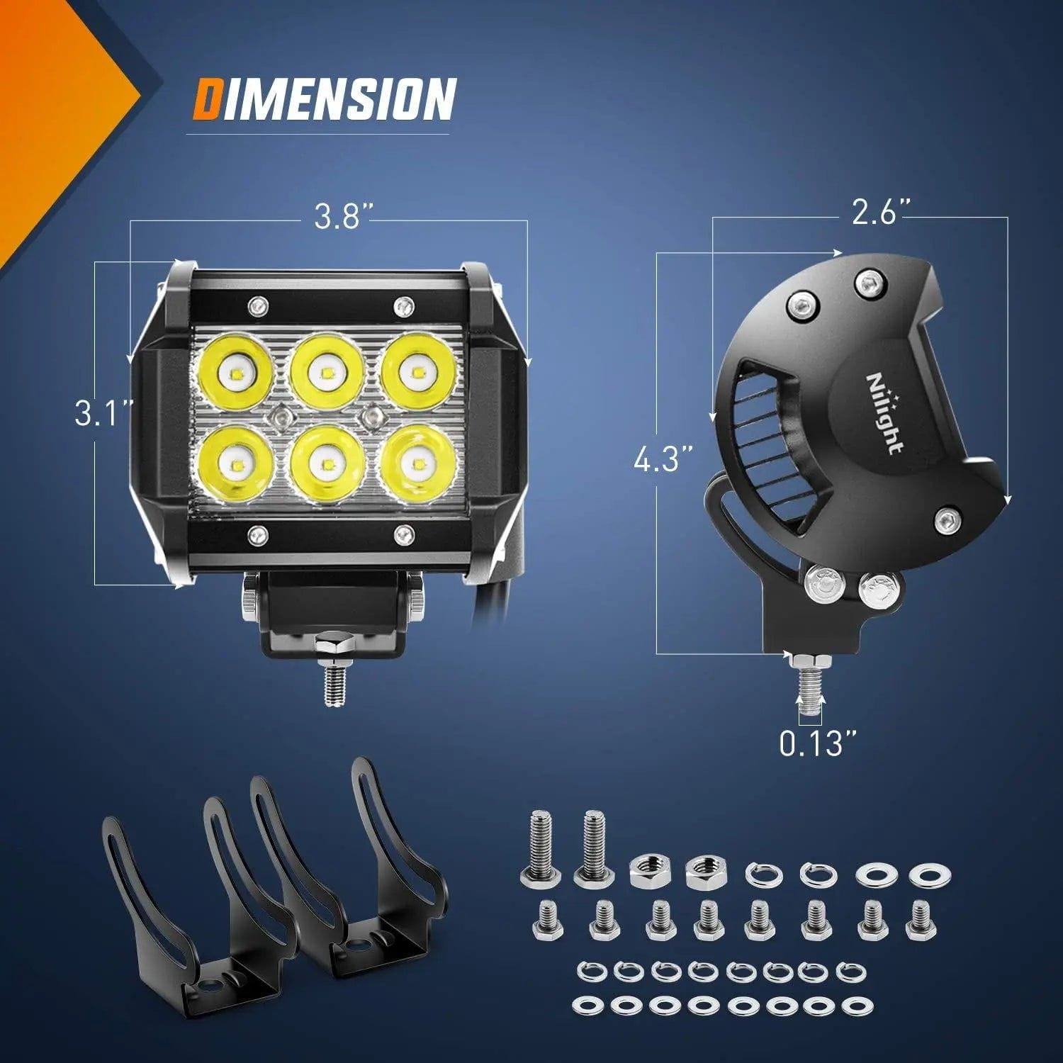 4 Inch 18W 1260LM Double Row Spot LED Pods (2 Pairs) - Super Bright Off-Road Lighting for Trucks, ATVs, UTVs & Boats - Waterproof & Dustproof for Outdoor Adventures
