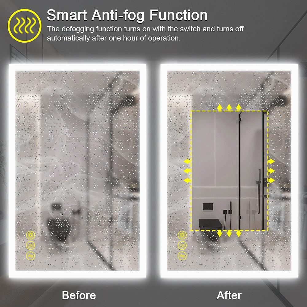 SmartGlow Dimmable LED Frameless Anti-Fog Bathroom Vanity Mirror with Touch Control - Perfect for Makeup, Shaving & Home Decor