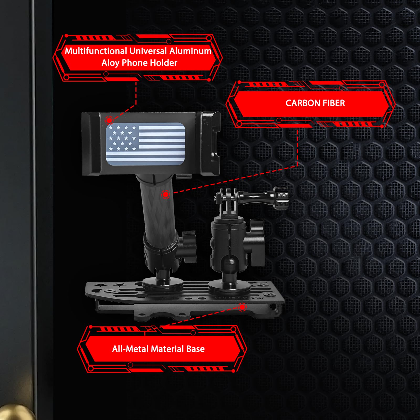 2024 Jeep Wrangler JL Metal Dash Phone Mount Holder - Universal Smartphone Clamp for iPhone & Android - Perfect for Off-Roading, Navigation & Hands-Free Driving (Driver Side)
