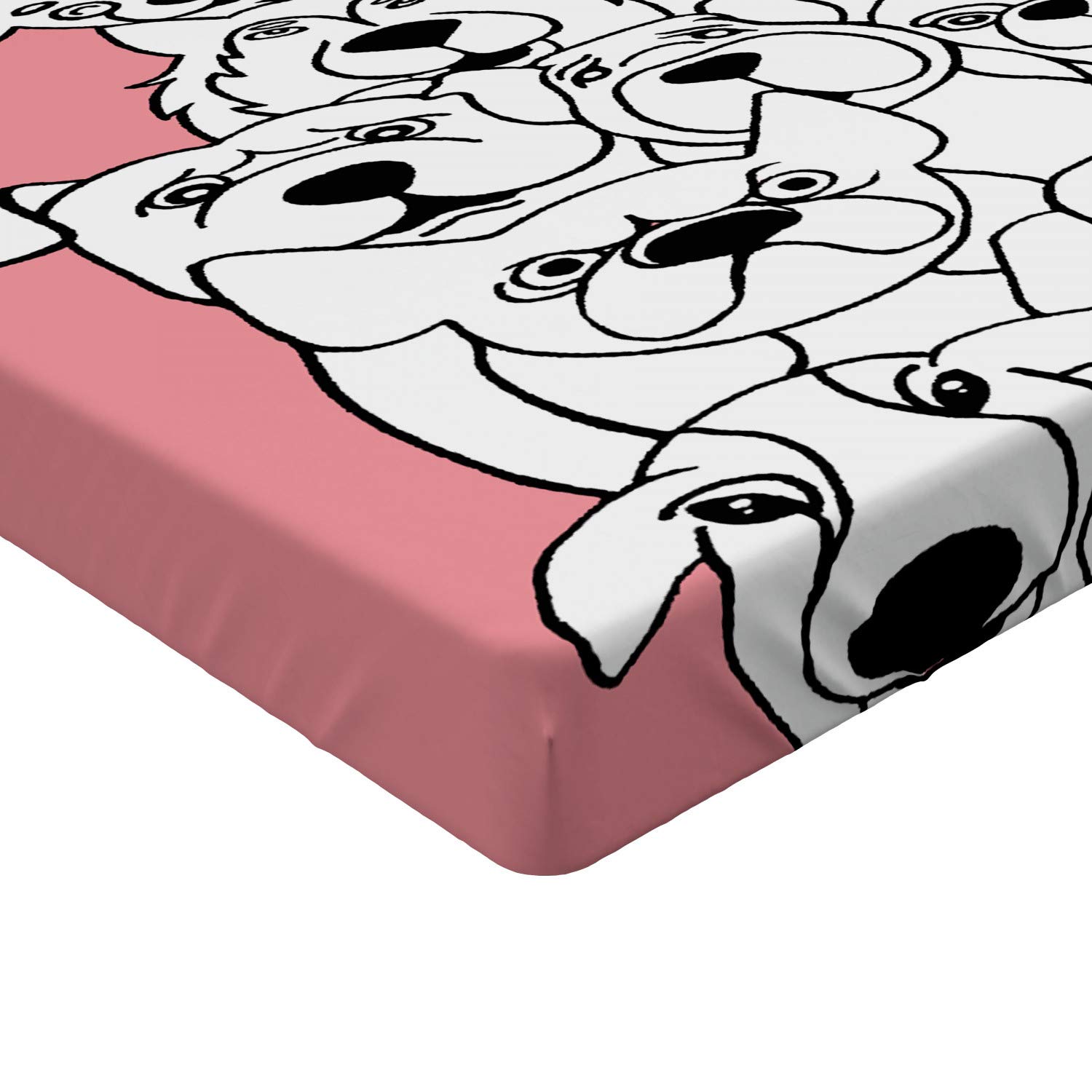 Ambesonne Dog Fitted Sheet - Funny Animal Print, Twin XL Size for Cozy Bed Comfort