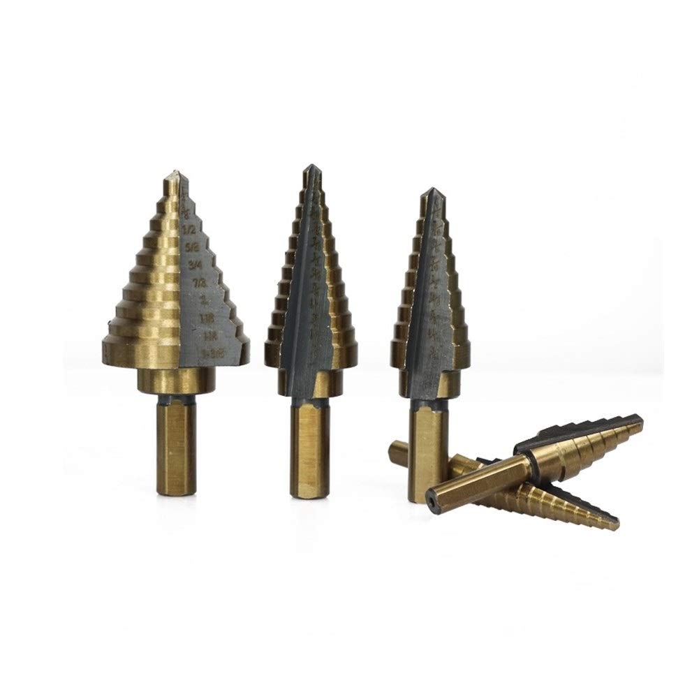 High-Speed Steel Step Drill Bit Set - Cobalt Coated Step Drill Bits for Metal, Wood, and Plastic - Titanium Box Set (Perfect for DIY Projects, Home Repairs, and Professional Metalworking)