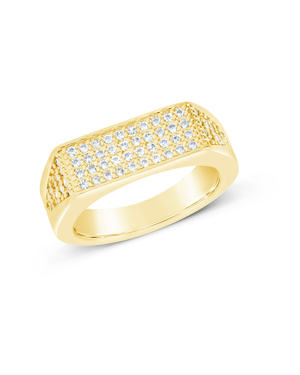 Men's CZ Bar Signet Ring - Sterling Silver Cubic Zirconia Statement Jewelry for Men | Perfect for Weddings, Gifts & Everyday Wear