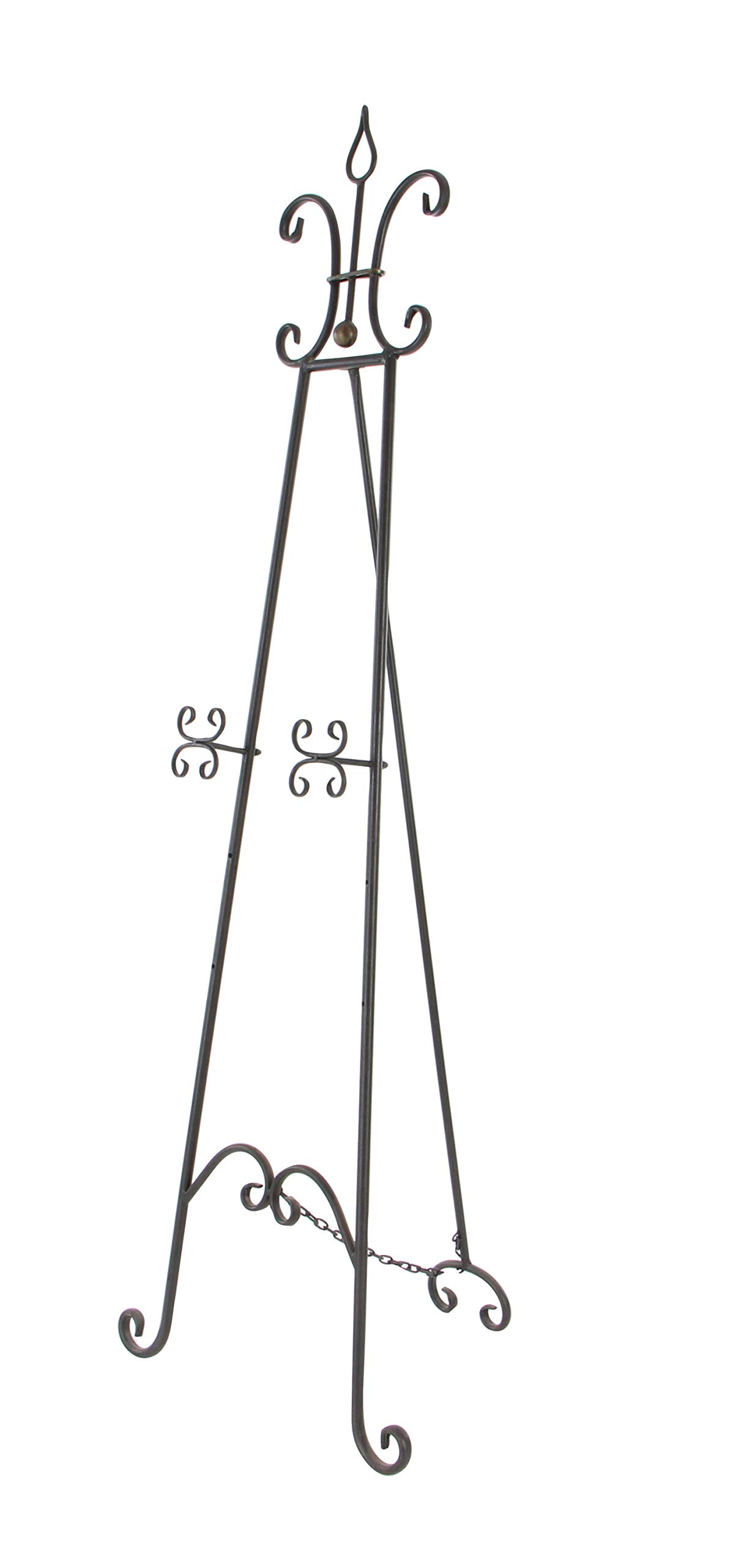 Deco 79 Extra Large Black Metal Scroll Adjustable Display Stand Easel with Chain Support - 23