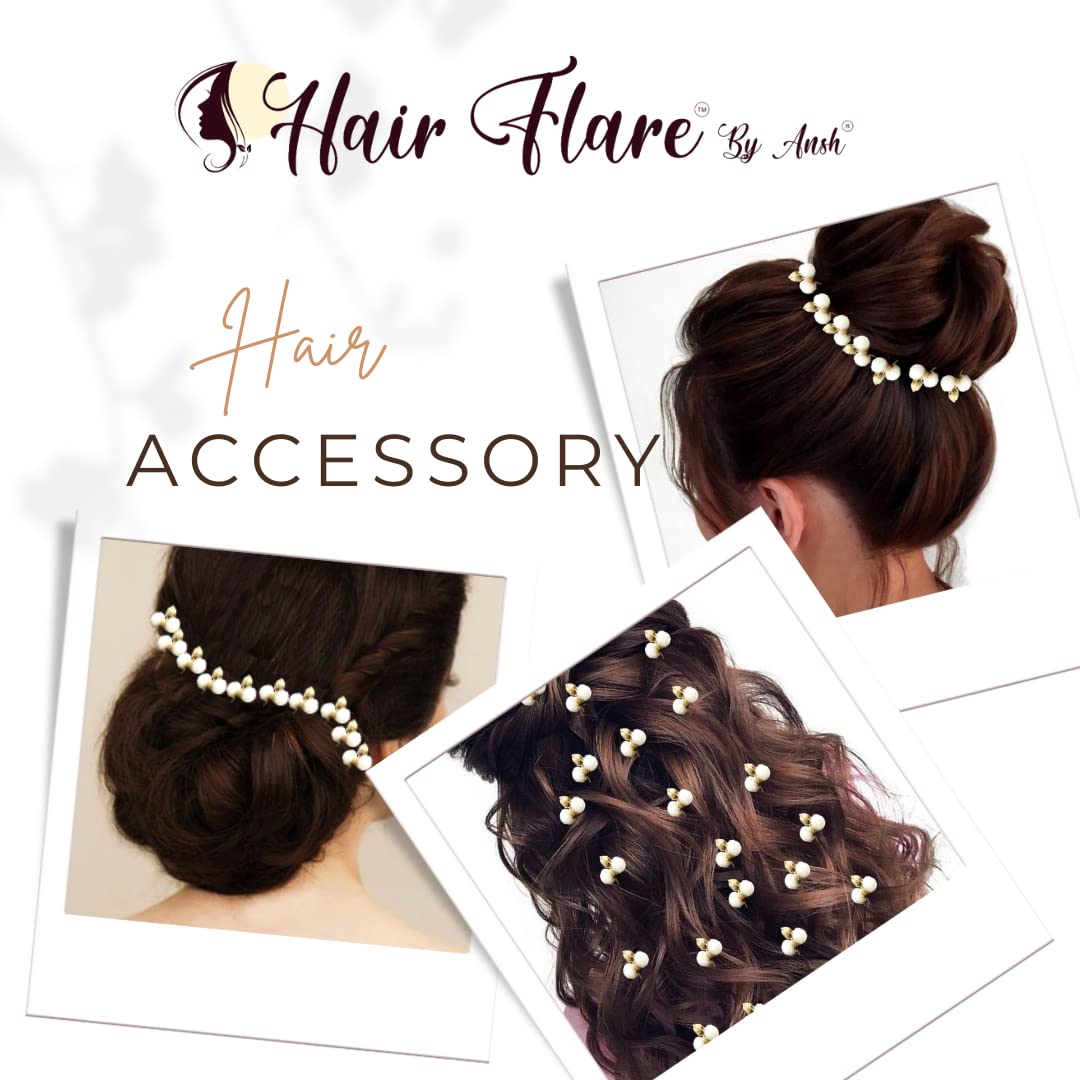 Artificial Mogra Pollen Hair Pin with Pearl - Bridal Hair Accessories for Women & Girls - Perfect for Weddings, Parties & Special Occasions - Pack of 1