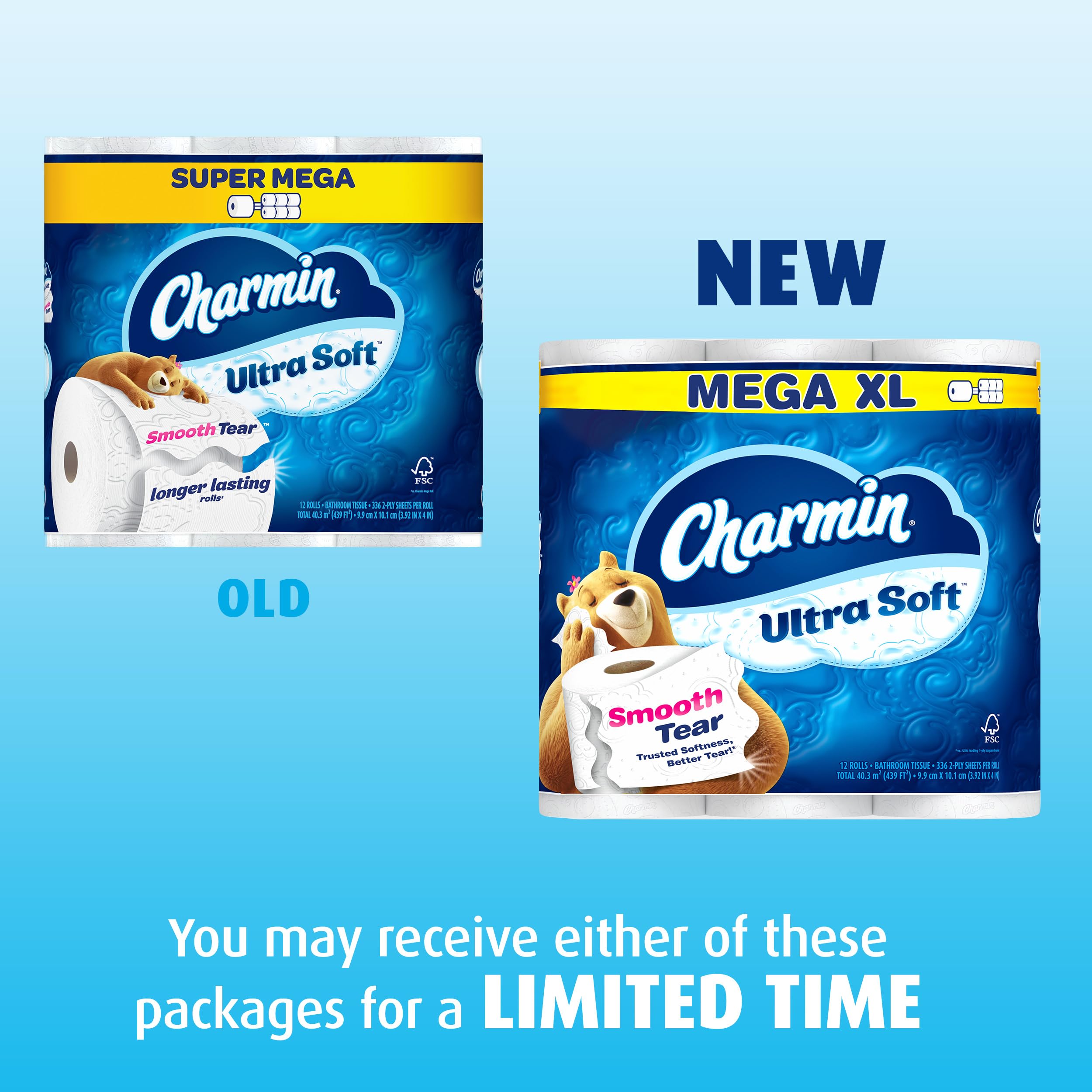 Charmin Ultra Soft Toilet Paper - 18 Mega XL Rolls (Equivalent to 108 Regular Rolls) | Premium Bath Tissue for Gentle Clean | Perfect for Home, Office & RV Use