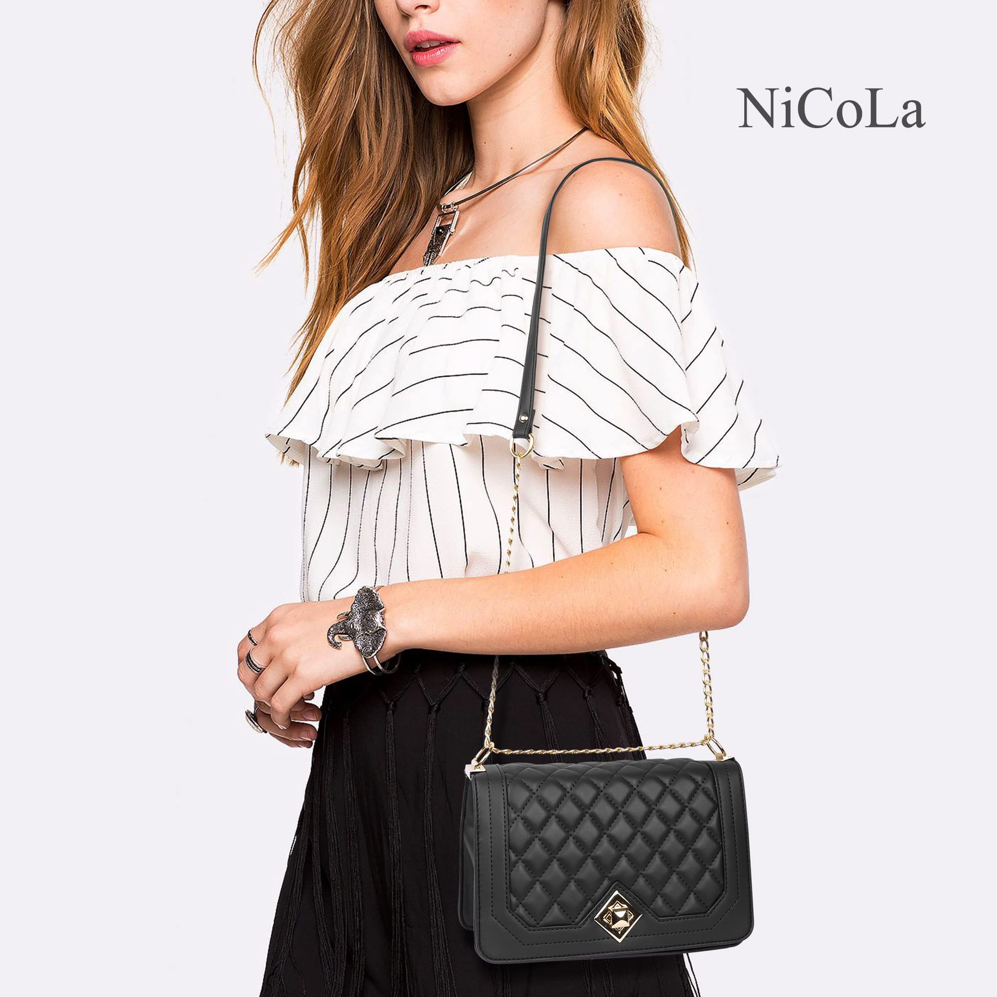 Stylish NiCoLa Crossbody Shoulder Bag for Women - Trendy & Durable Black Handbag - Perfect for Work, Travel & Everyday Use