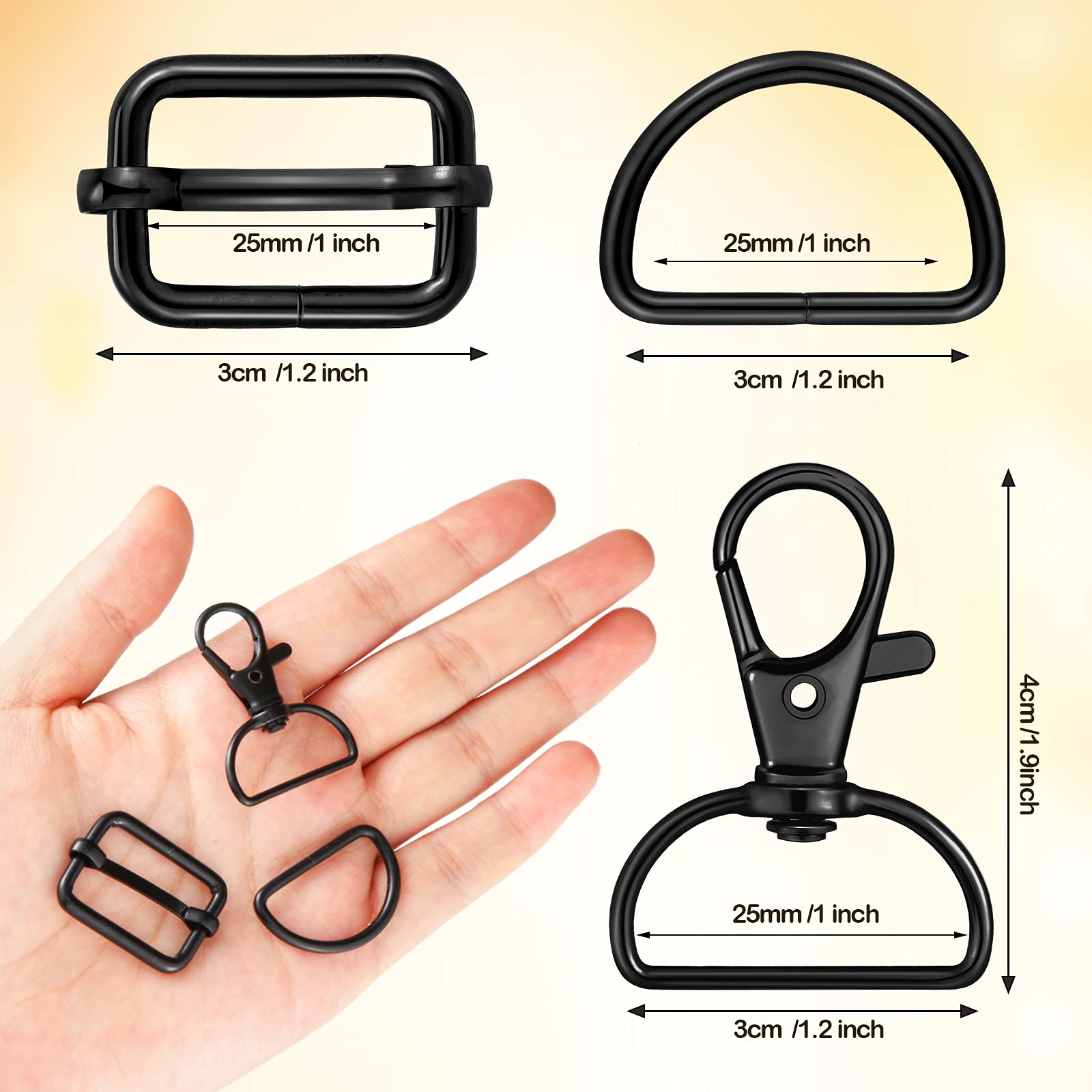 56 Pieces Black 30mm D Rings for Purse & Bag Making - Heavy Duty Buckles for DIY Craft, Handbag, Backpack, Tote & Leather Accessories Hardware