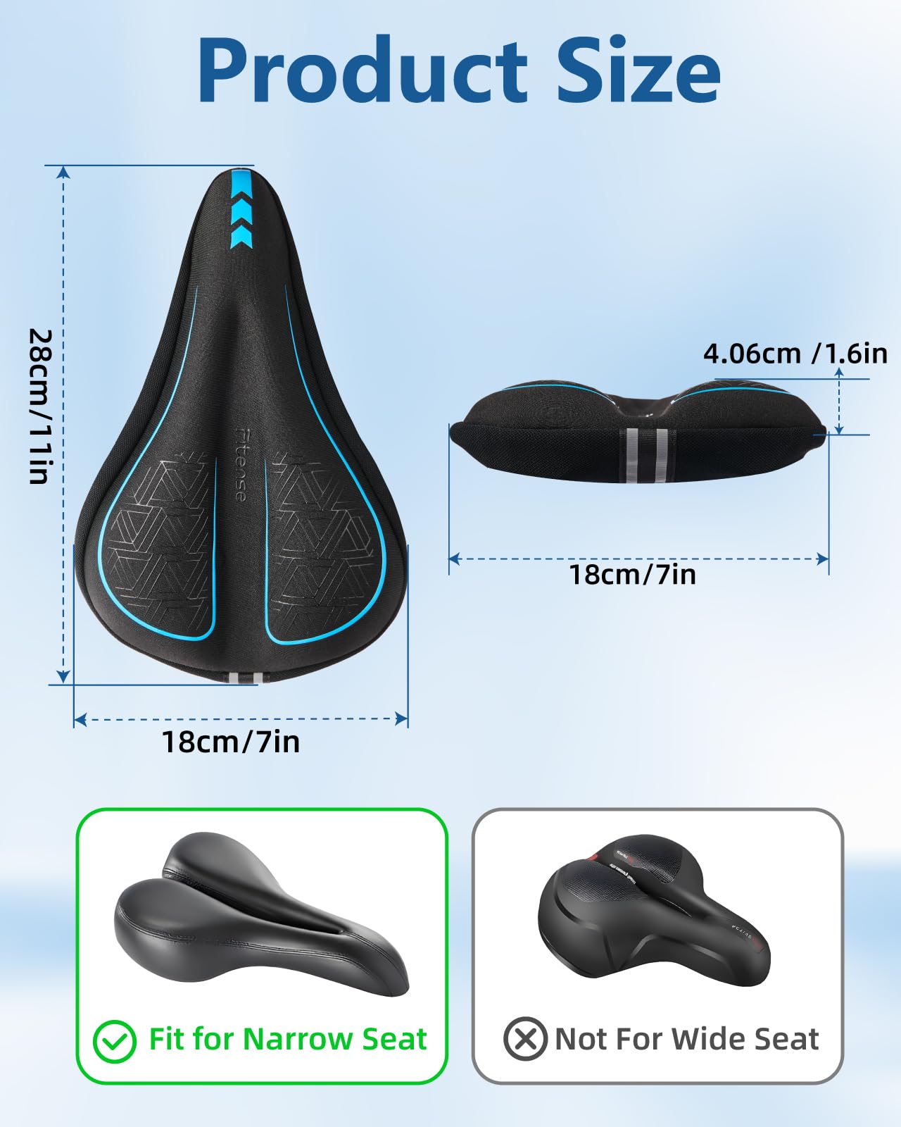 **Gel Bike Seat Cushion - Extra Soft Padded Bicycle Seat Cover for Men & Women - Adjustable Velcro for Peloton, Spin & Stationary Bikes - Perfect for Long Rides, Indoor Cycling & Commuting**