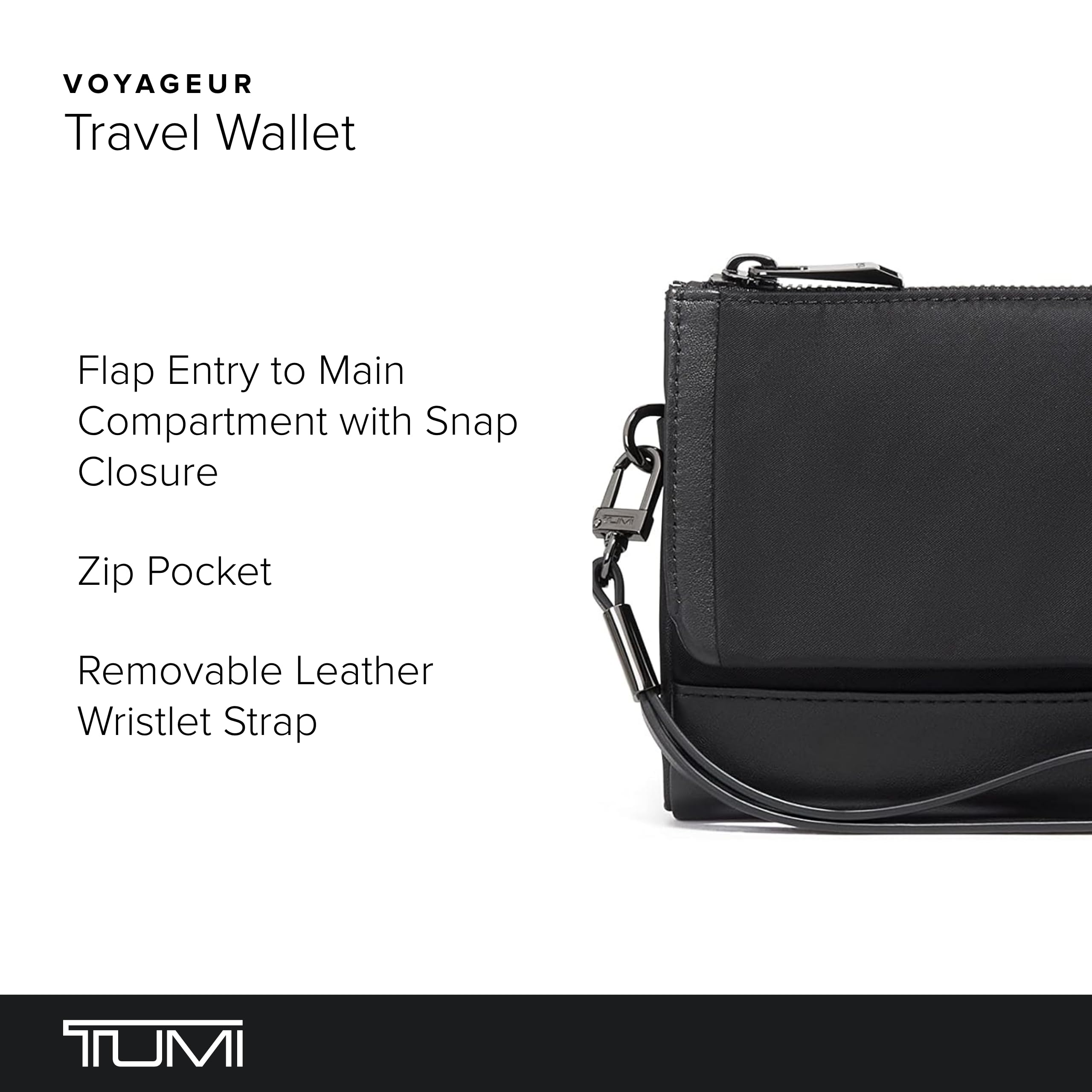 TUMI Voyageur Travel Wallet for Women - RFID Blocking Wristlet Wallet with Passport Holder, Cash & Card Slots - Secure Zipper Closure - Gift Box Included (Black/Gunmetal) - Perfect for Air Travel, Business Trips & Daily Use