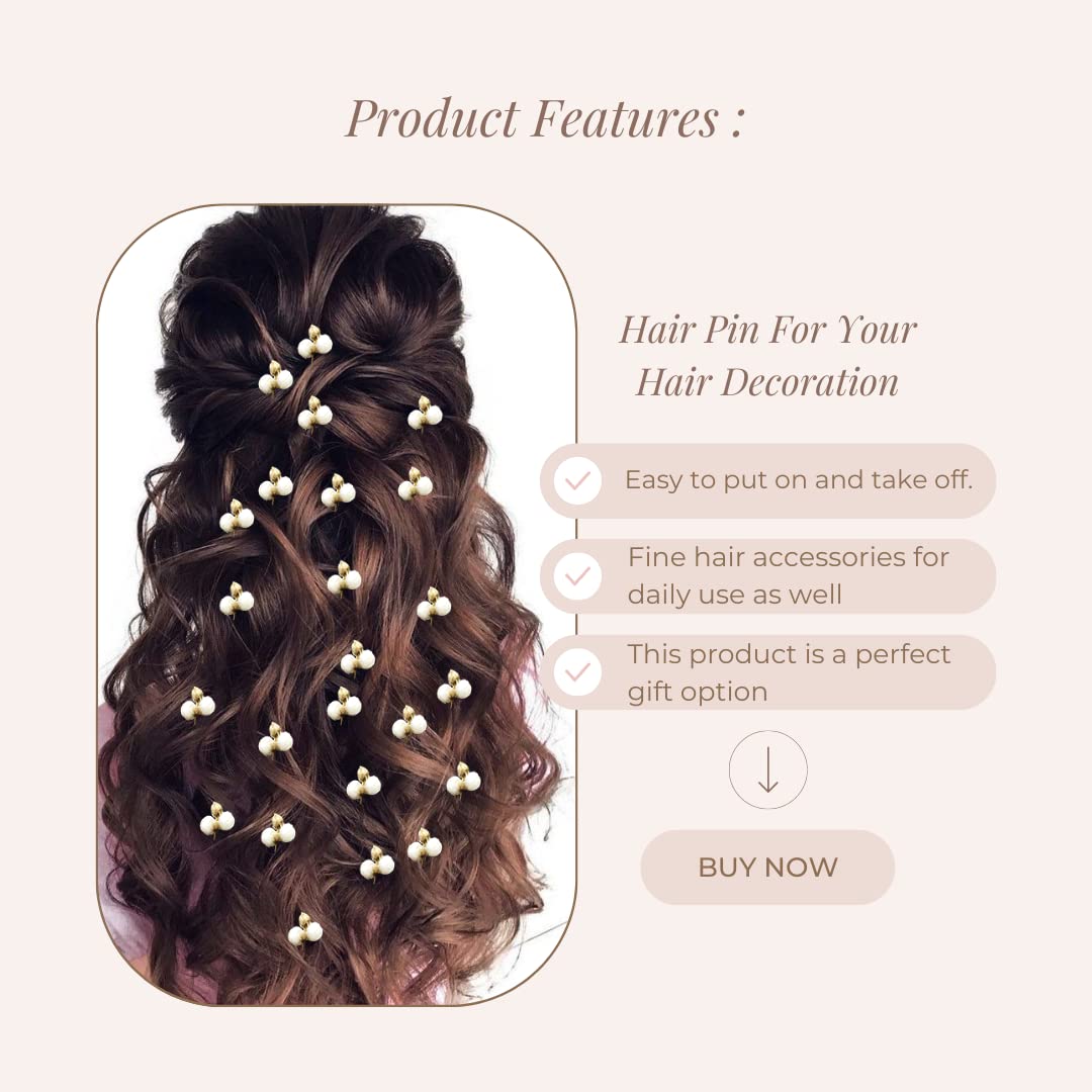 Artificial Mogra Pollen Hair Pin with Pearl - Bridal Hair Accessories for Women & Girls - Perfect for Weddings, Parties & Special Occasions - Pack of 1