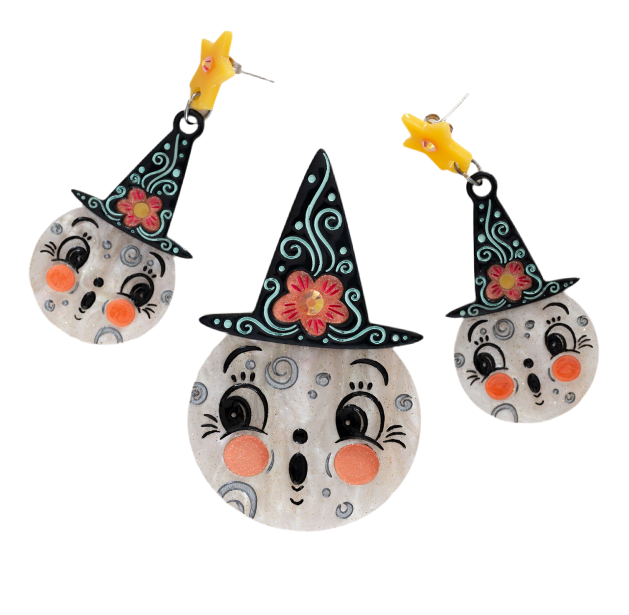 Bloomin' Luna Witch Brooch - Gothic Jewelry by Johanna Parker x Lipstick & Chrome - Perfect for Halloween Costumes, Witchy Aesthetic & Gothic Fashion Accessories