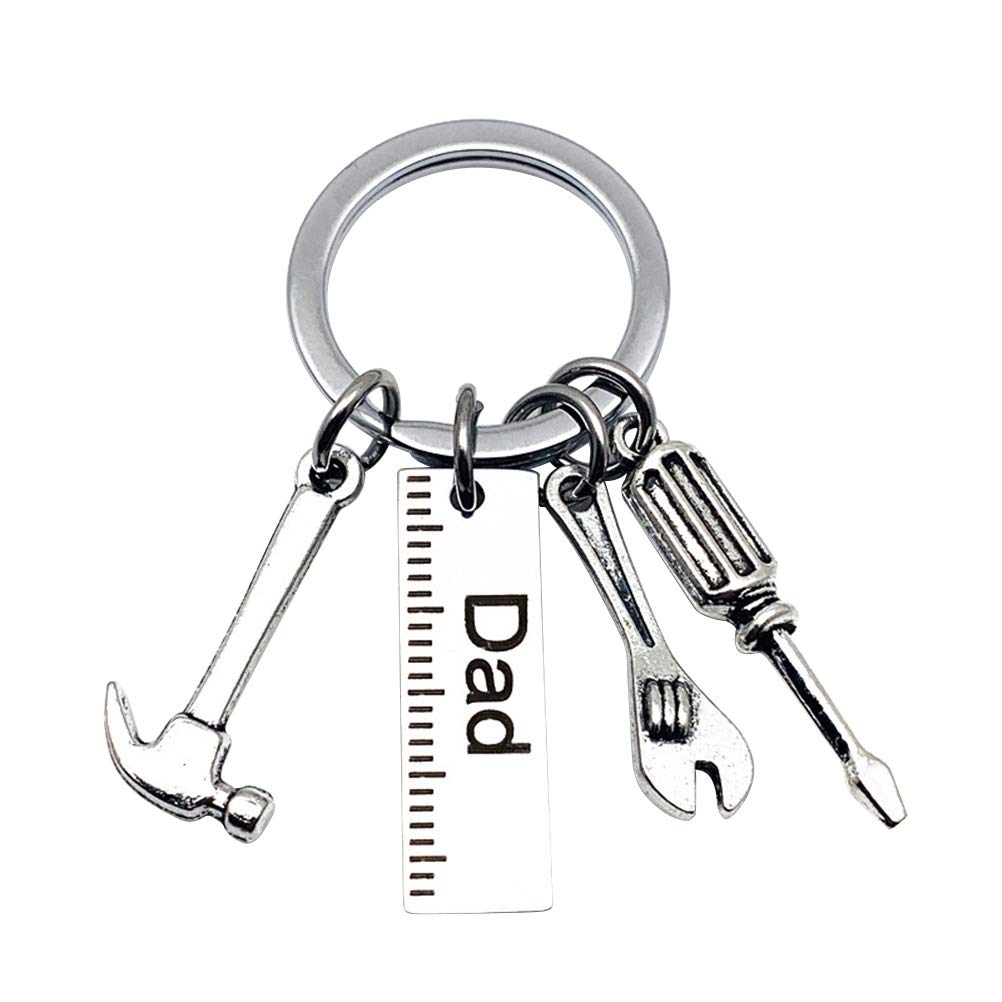 Amosfun Women's Keychains - Dad Letters, Hammer, Screwdriver, Wrench Keyring - Creative Handbag Decor Tassel Hanging Pendant for Everyday Carry and Gift Giving