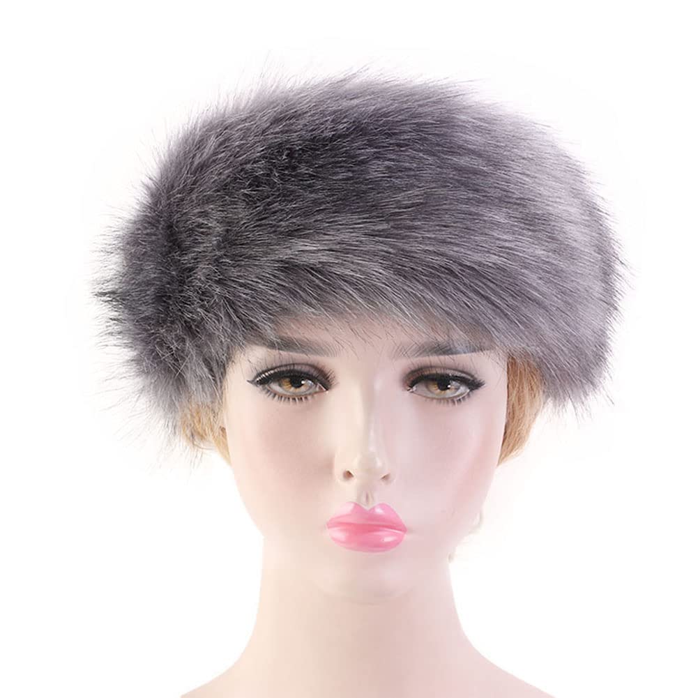Women's Faux Fur Headband - Soft Winter Ear Warmer Head Wrap for Cold Weather, Beige - Perfect for Outdoor Activities, Skiing, and Winter Fashion Accessories