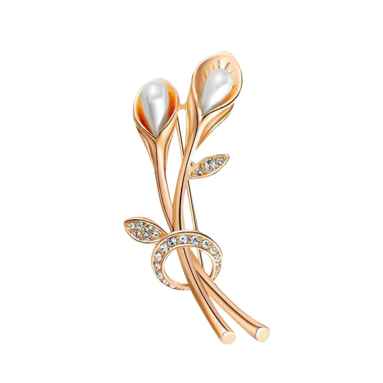 Elegant Rhinestone Crystal Brooch Pin - Gold Artificial Flower Wedding Jewelry for Women, Party Accessories, Backpacks & Fashion Outfits