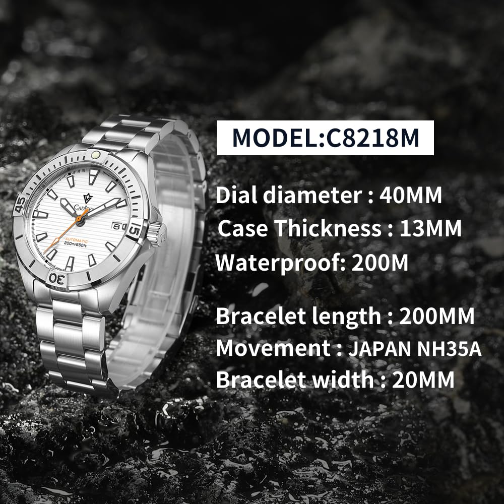 CADISEN Men's Automatic GMT Watch with NH35 Movement - Stainless Steel Band, Mechanical Wristwatch for Men - Perfect for Business, Travel & Everyday Wear