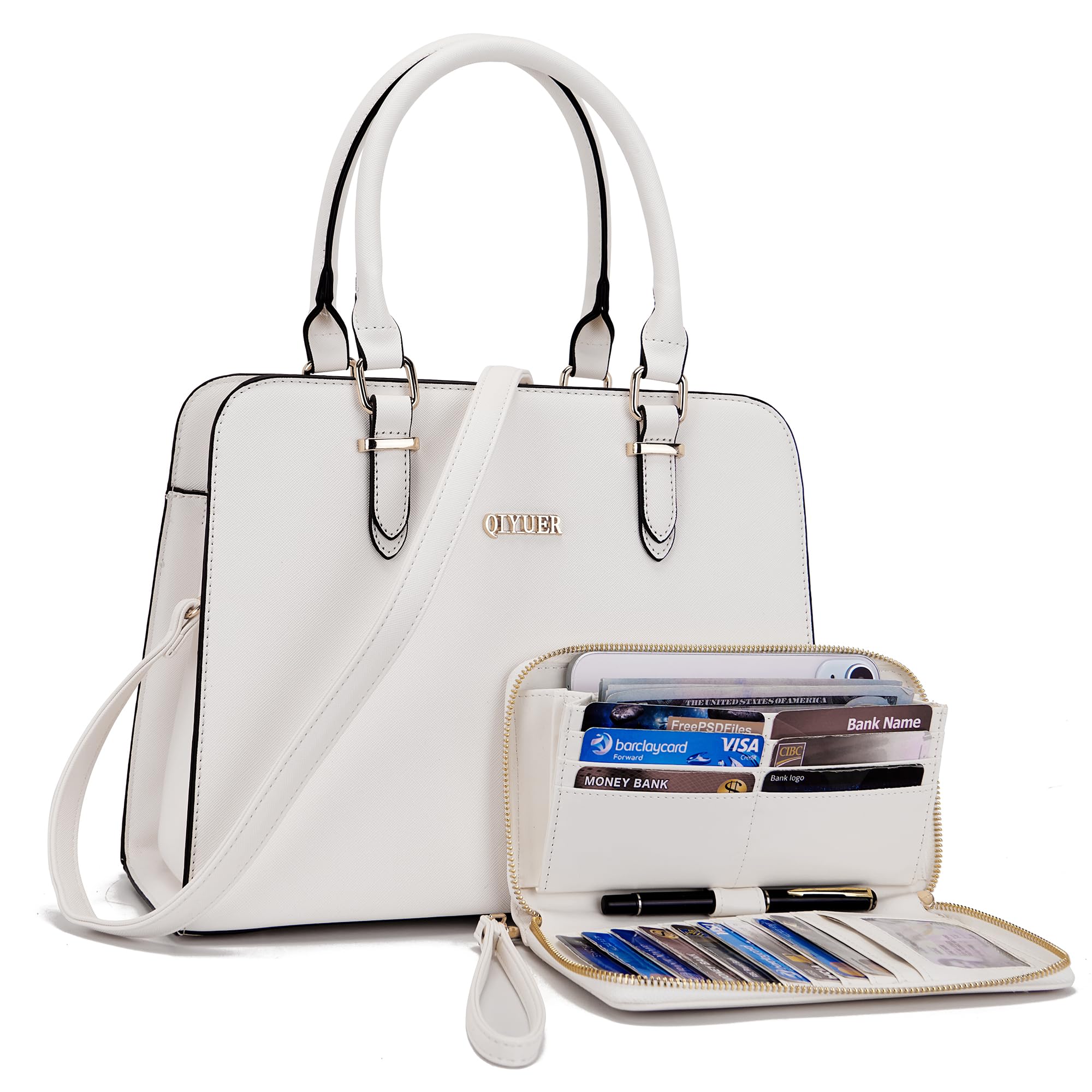 Stylish Qiyuer Women's Satchel Purse & Wallet Set - Top Handle Work Tote Bag (2-Piece) - Perfect for Office, Travel & Everyday Use