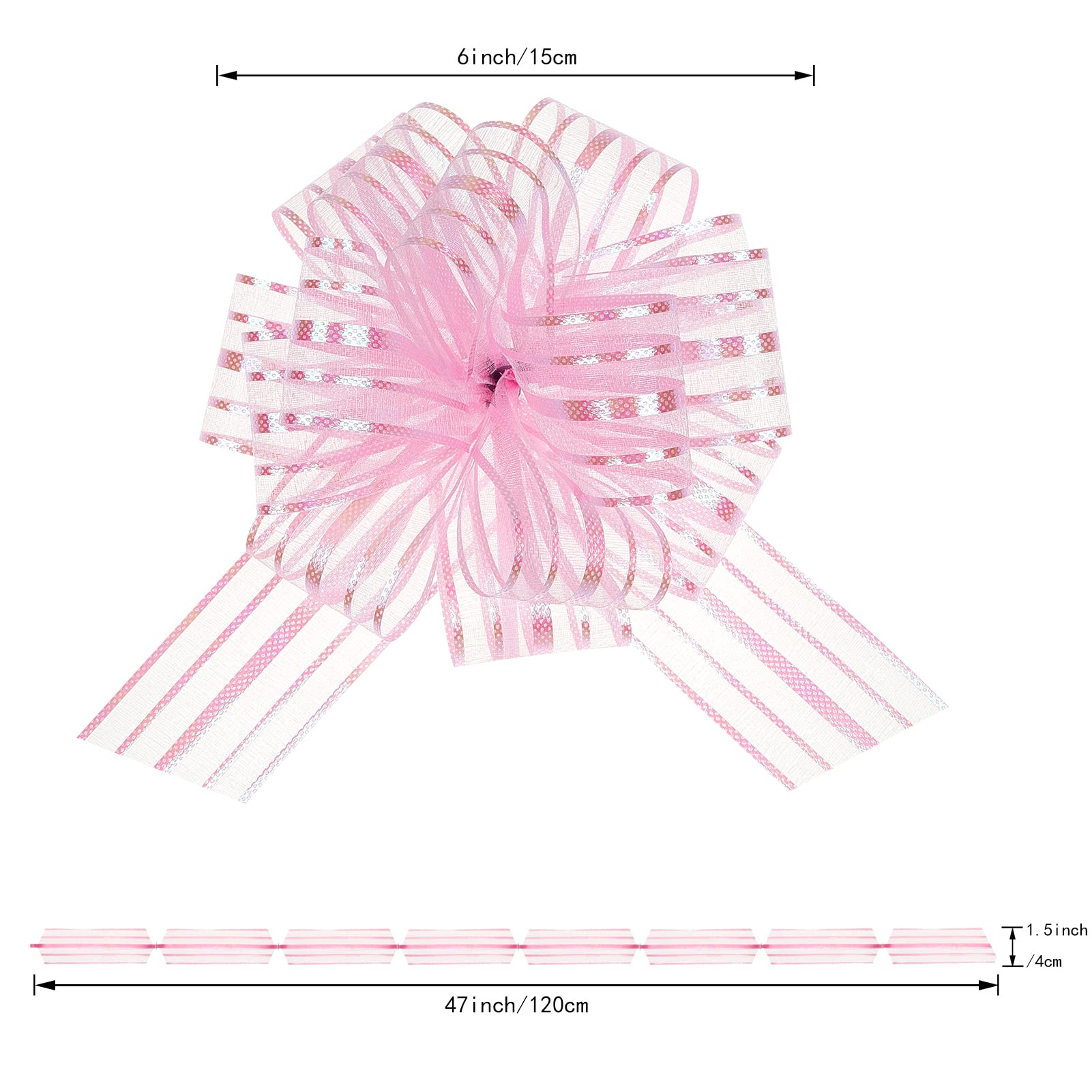 10pcs Light Pink Big Bows for Gift Wrapping - Party Decorations, Car Bows, Pull Bows for Gift Baskets, Birthday & Flower Arrangements - Perfect for Weddings, Baby Showers & Holiday Gifts