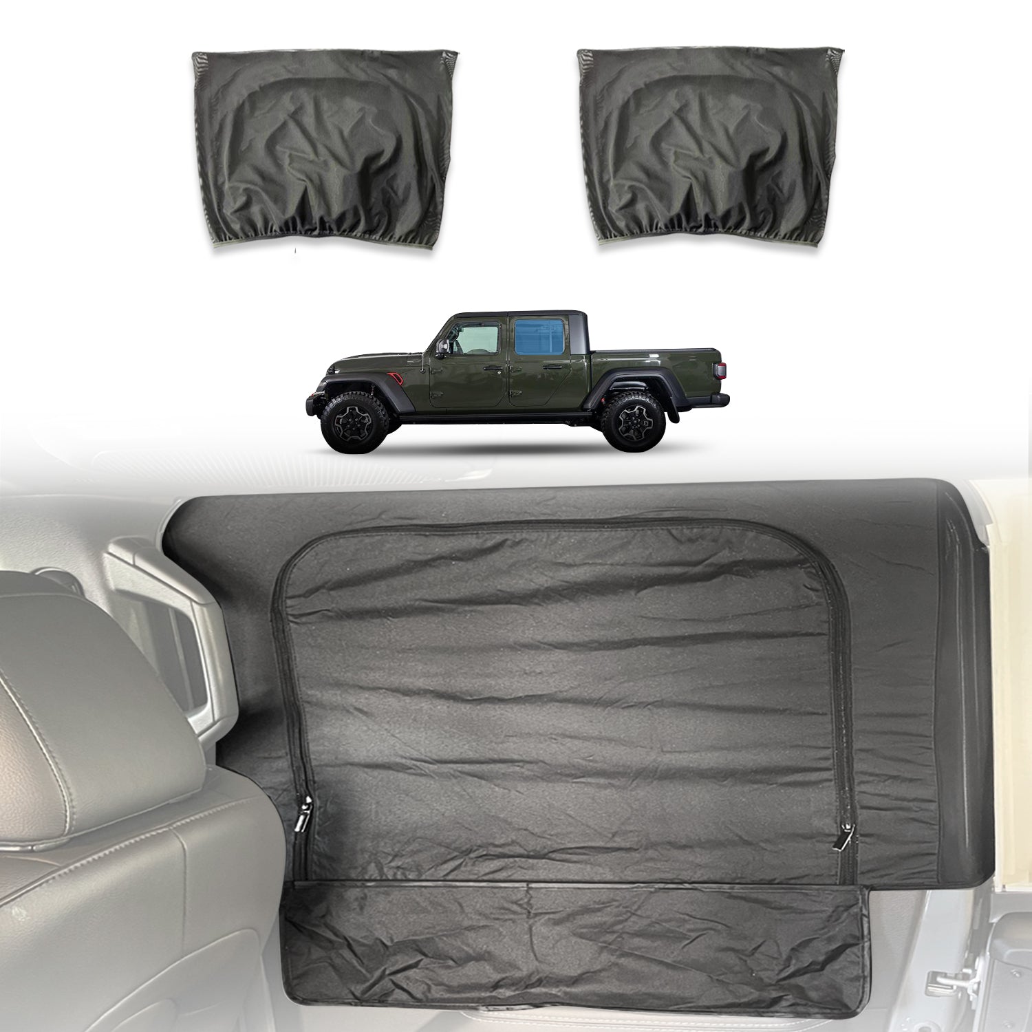 2020+ Jeep Gladiator Car Window Sun Shade Sox - UV Protection & Heat Reduction for Summer Driving & Parking
