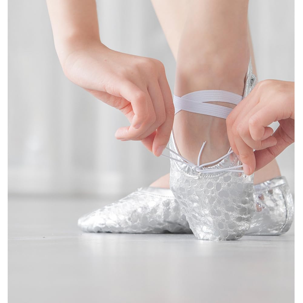 MSMAX Kids Ballet Shoes - Genuine Leather Ballet Flats for Toddler, Little & Big Kids - Perfect for Dance Practice, Yoga, Performances & Parties