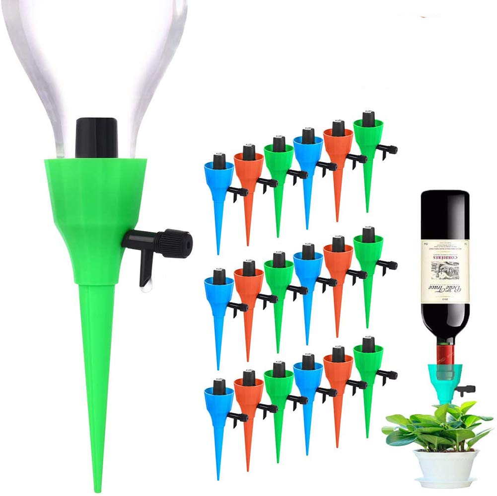 TOPCHANCES 18 Pack Automatic Plant Watering Spikes - Self Watering System for Indoor & Outdoor Plants, Drip Irrigation Devices for Vacation, Office, Garden & Home Use