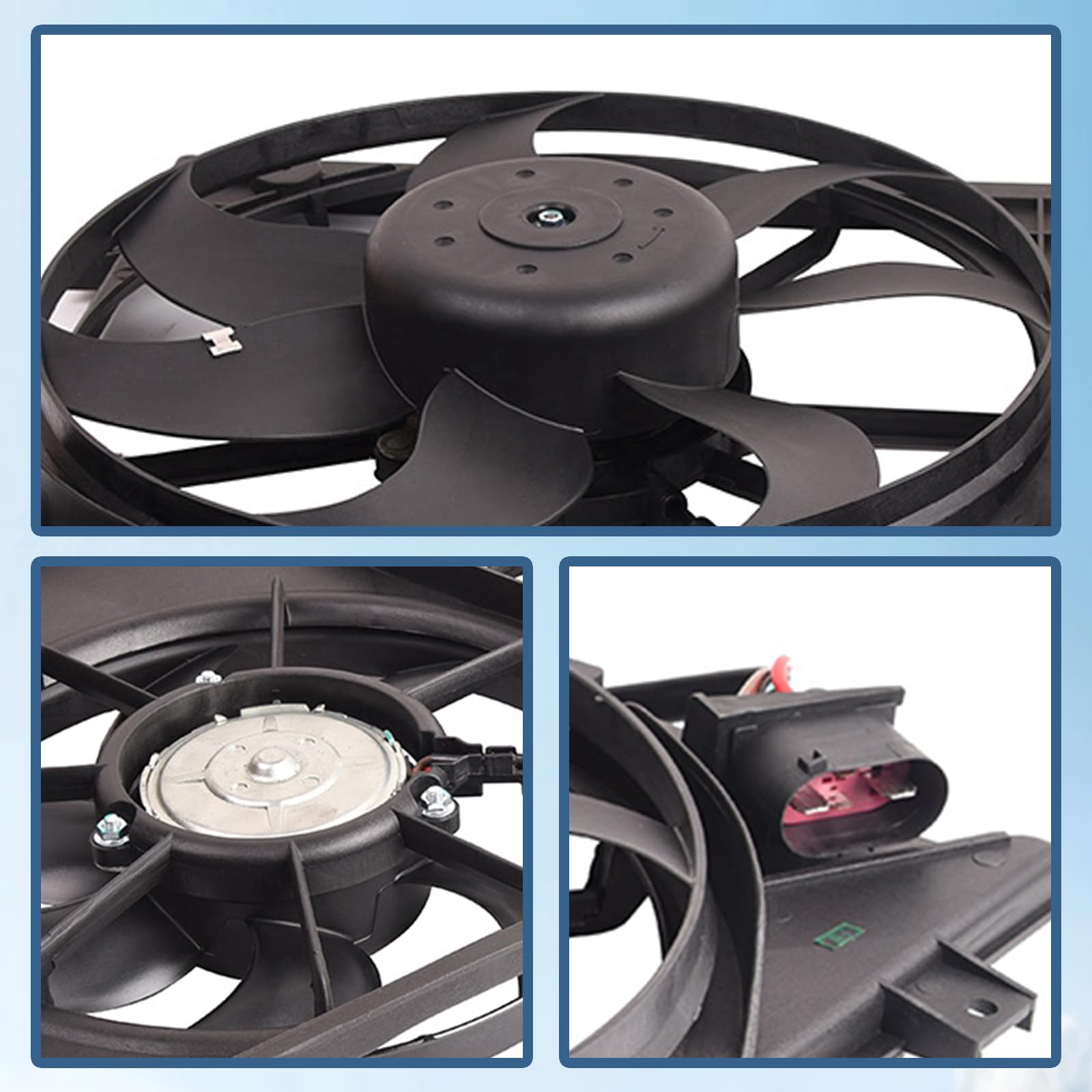 Bapmic 1K0121207BB Front Radiator Cooling Fan Assembly Compatible with Volkswagen Beetle Golf Jetta Rabbit 2.0L 2.5L 2005-2015 Models - Perfect for Engine Cooling & Overheating Prevention