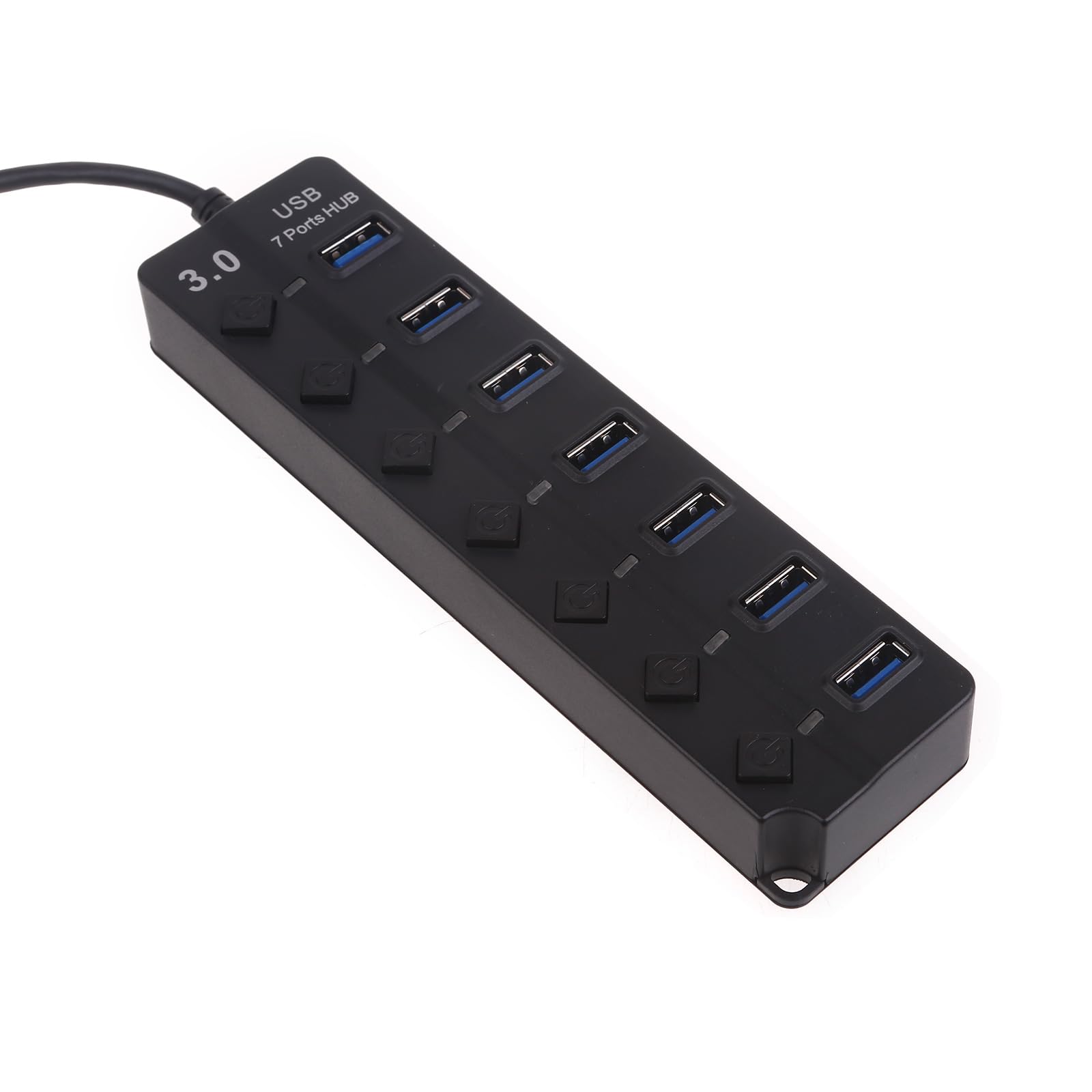 WATERBELINE 7-Port USB Hub with Individual On/Off Switches - High-Speed USB Splitter & Extension Adapter for Laptop, PC, Mac - Compact Multi-Port USB Converter for Home Office, Gaming & Travel