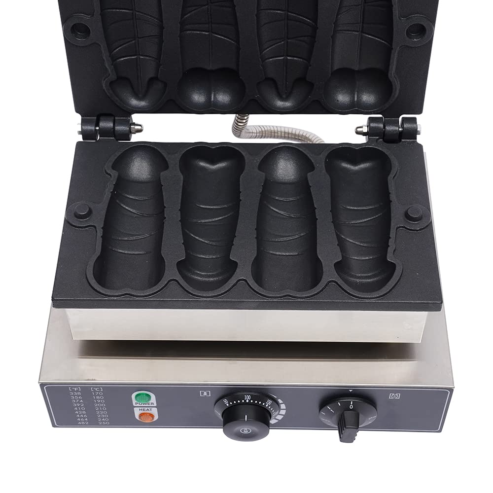 4Pcs Commercial Electric Hot Dog Baker & Non-Stick Waffle Stick Maker - Stainless Steel Egg Waffle Machine for Bakery, Dessert Shop, Mall - Perfect for Street Food Vendors, Cafes, and Home Breakfast Preparation