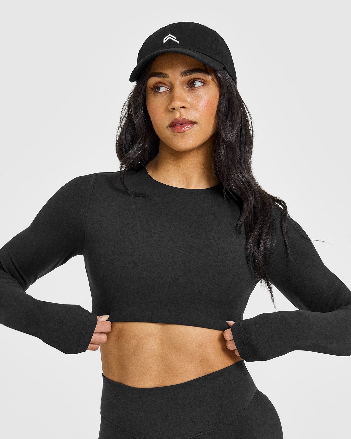 SoftMotion™ Long Sleeve Crop Top for Women - Stretchy Comfort Fit Soft Black Shirt | Perfect for Yoga, Workouts & Casual Wear