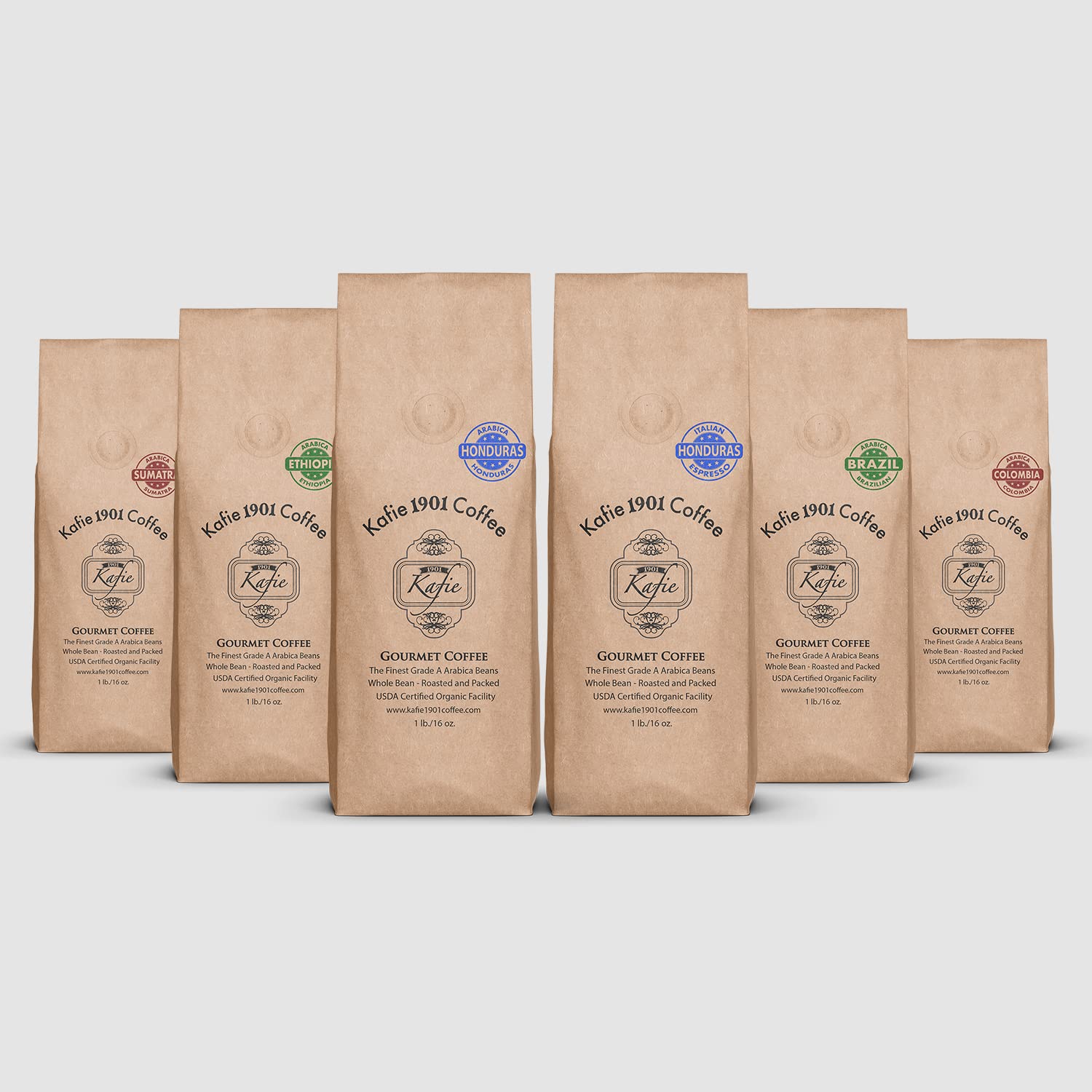 Kafie 1901 Premium Coffee Sampler - 6 lbs Gourmet Whole Bean Coffee Blend for Coffee Lovers | Perfect for Home Brewing, Office Use & Gift Giving