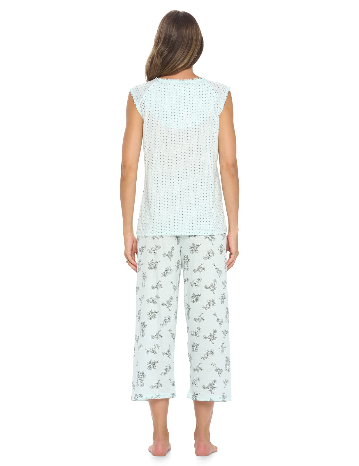 Women's Lace Sleeveless Sleepwear Set - Comfortable Satin Pajamas with Capri Pants for Nightwear & Lounge | Perfect for Bedtime, Relaxing at Home, and Summer Nights