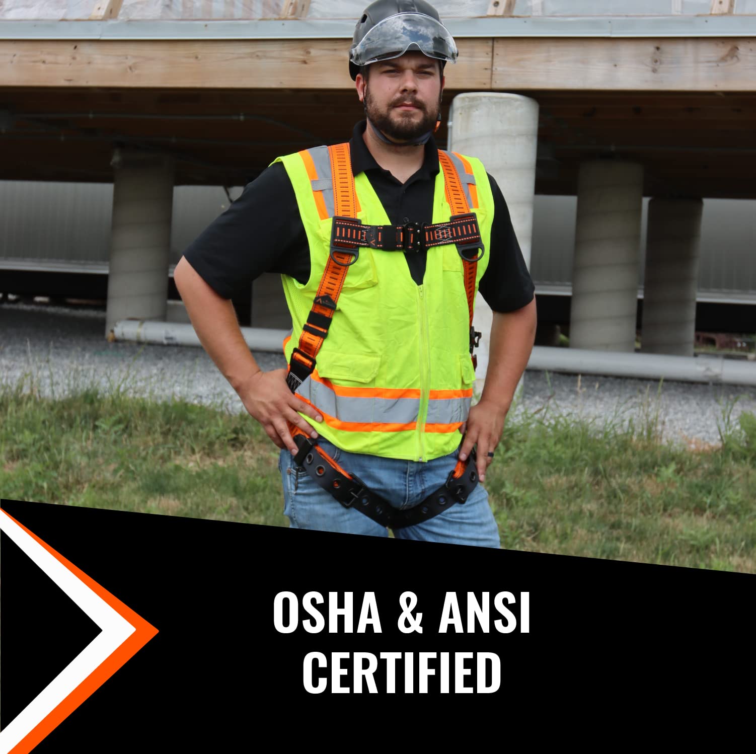 Malta Dynamics Javelina Safety Harness - Lightweight Fall Protection Harness with Comfortable Tongue & Buckle Design for Construction, Roofing & Industrial Work