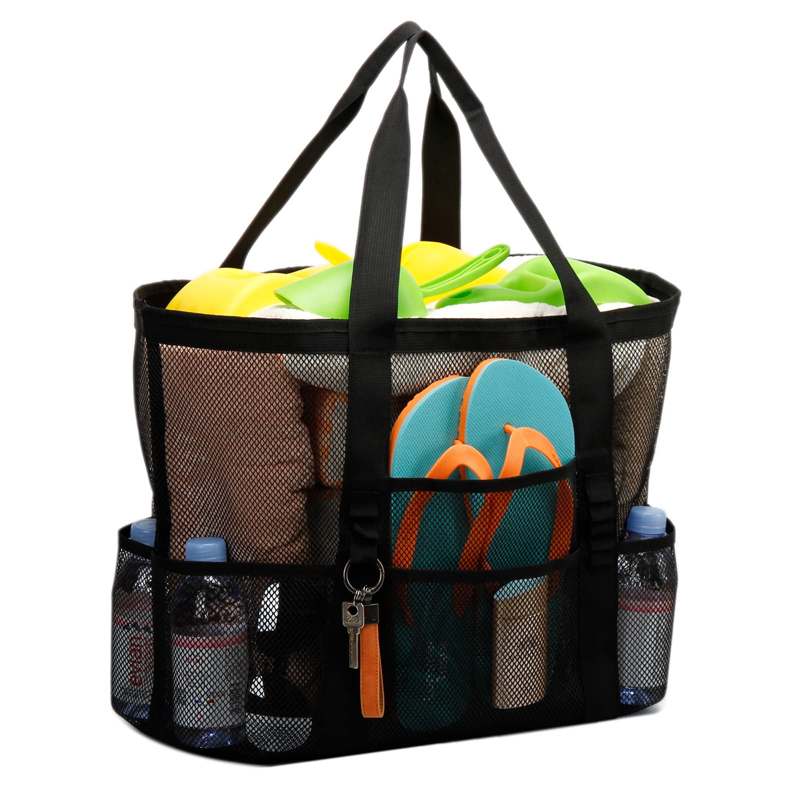 Large Mesh Beach Tote Bag - Sand Toy Storage, Family Travel & Grocery Shopping - Reusable & Durable for Pool, Beach, Picnic & Outdoor Activities