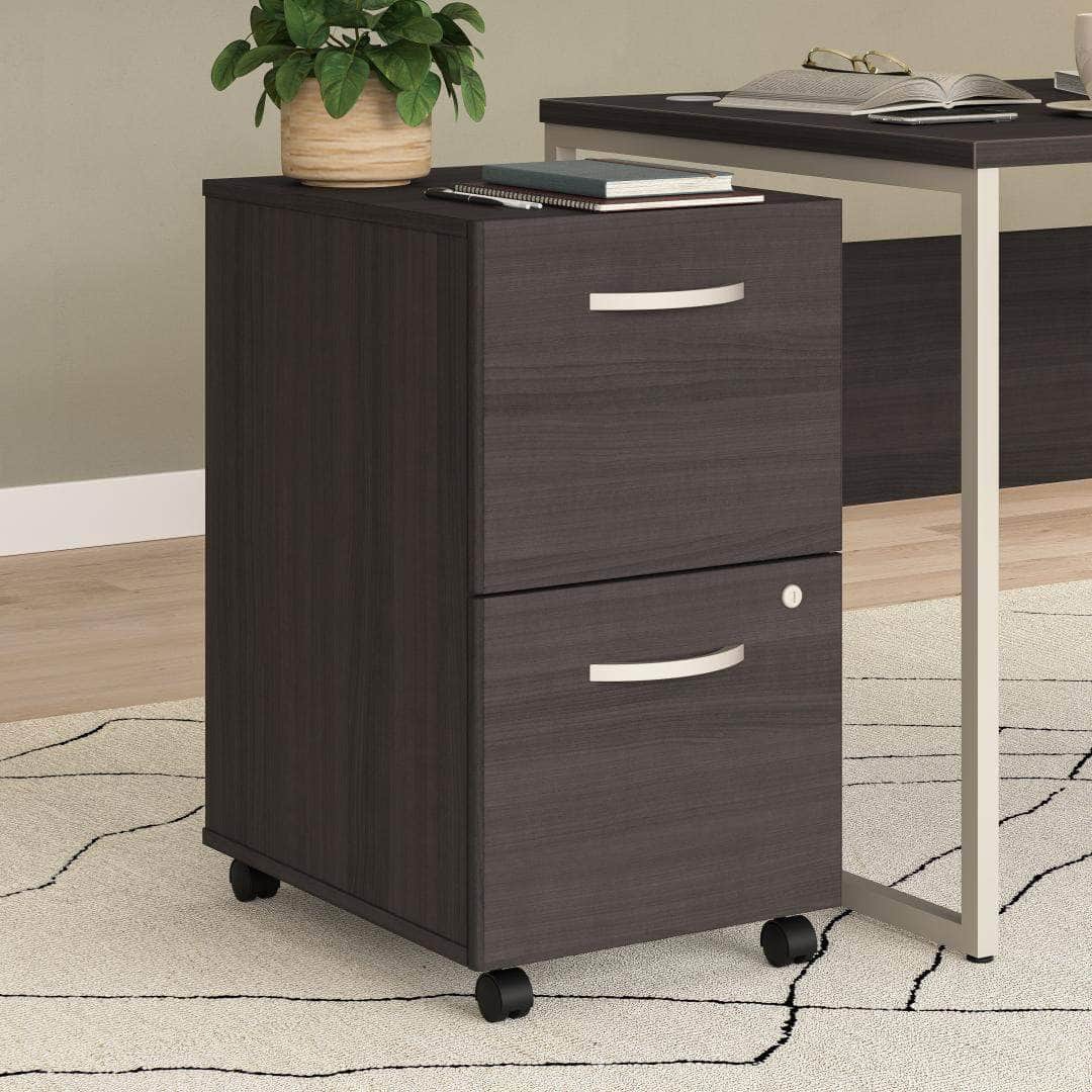 Zaniah 2 Drawer Mobile File Cabinet - Compact Rolling Storage Organizer for Office & Home, Available in Black/White/Gray - Perfect for Documents, Supplies & Small Space Organization