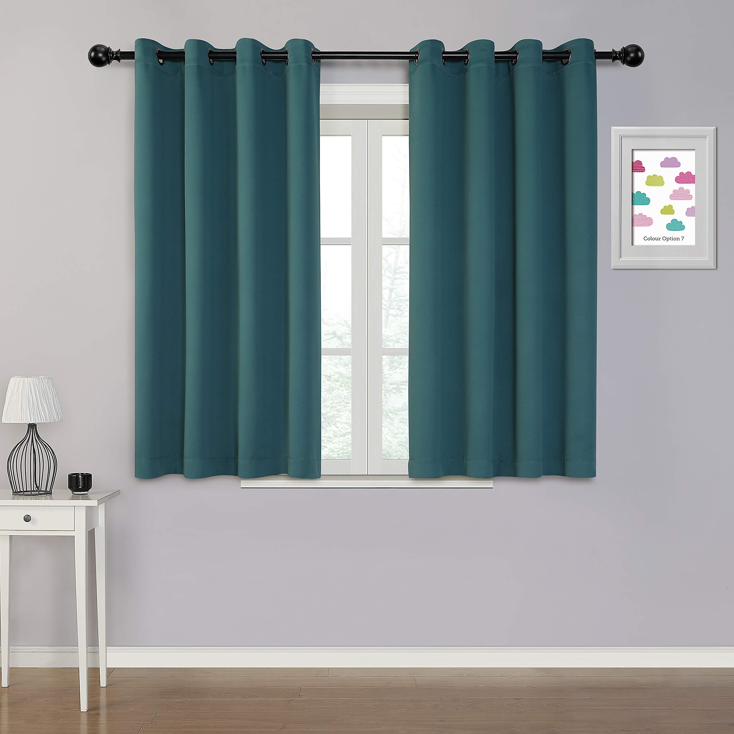 MYSKY HOME Blackout Curtains for Bedroom - Thermal Insulated Room Darkening Curtains with Grommet Top, 52x63 Inches, Emerald Green - Set of 1 Panel for Better Sleep & Energy Efficiency (Home Theater, Nursery, Shift Workers)