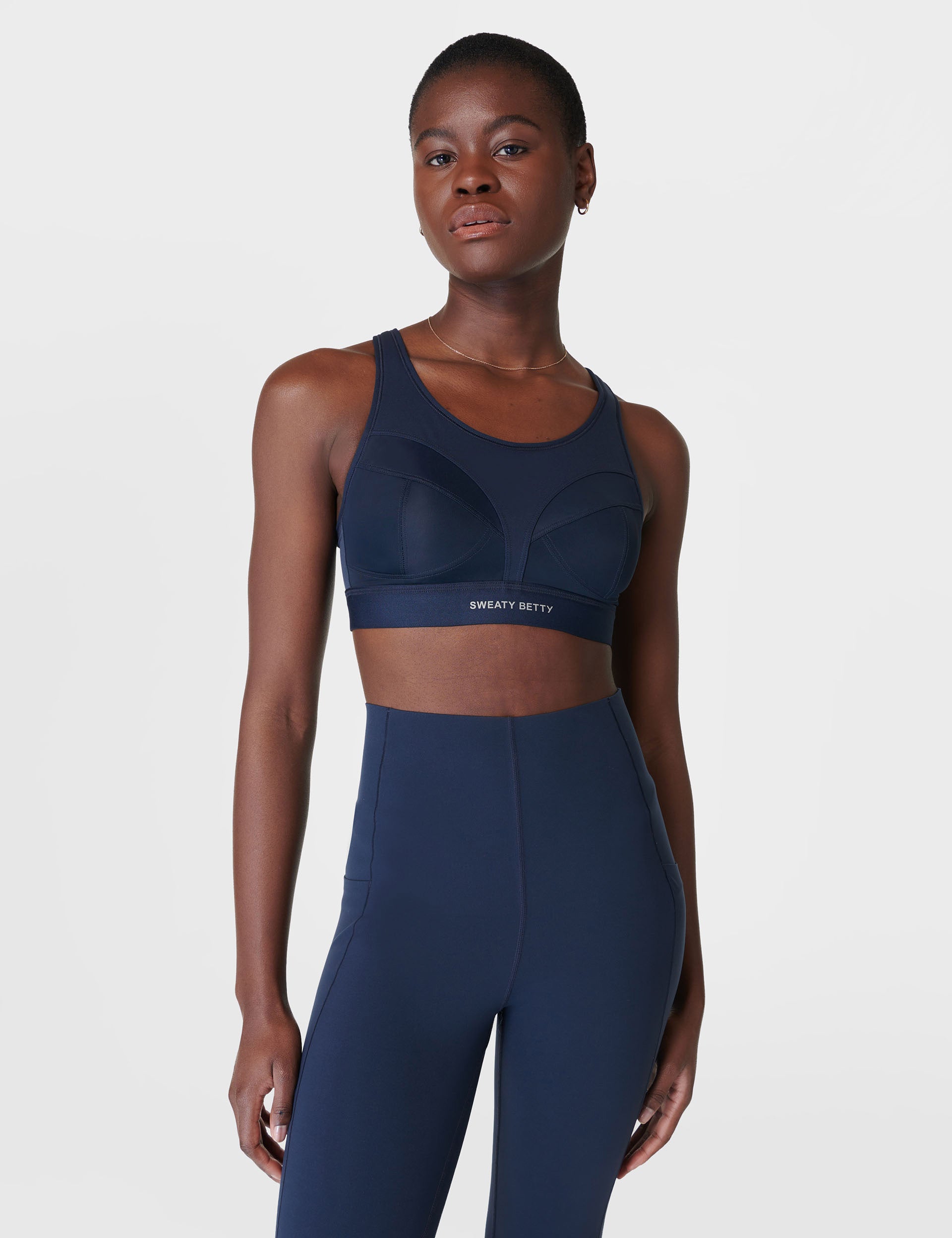 Power Pro Running Bra for Women - High Support Sports Bra - Moisture Wicking & Breathable - Navy Blue - Perfect for Running, Yoga & Gym Workouts
