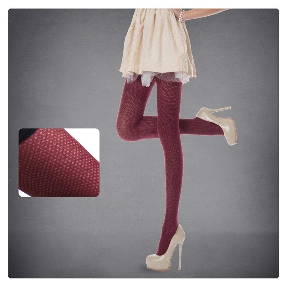 QWERBAM Women's Hollow Out Mesh Tights - Sexy Fishnet Stockings for Club & Party | Slim Fit Pantyhose in Wine Red (W027) | One Size | Perfect for Nightlife, Cosplay & Fashion Outfits
