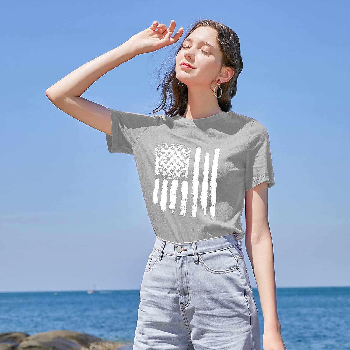Patriotic Graphic Tees for Women - Short Sleeve Casual T-Shirts for Summer | Perfect for 4th of July, BBQ Parties & Everyday Wear