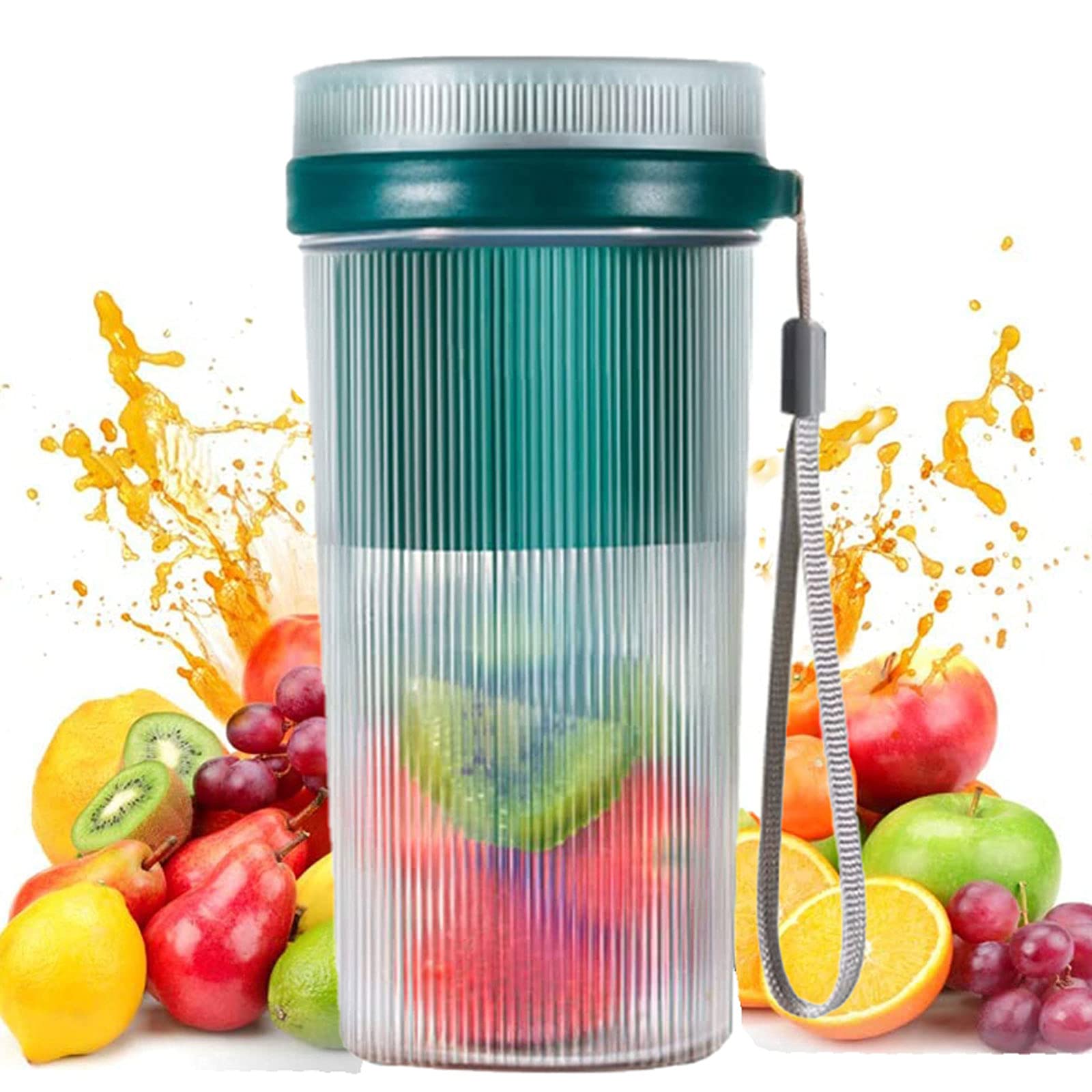 Portable USB Rechargeable Mini Blender with 6 Stainless Steel Blades - Personal Smoothie Maker for Milkshakes, Juices & Protein Shakes | Perfect for Home, Office, Gym & Outdoor Travel