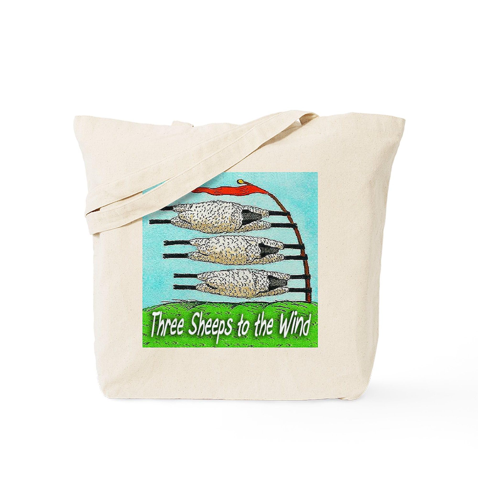 Three Sheeps To The Wind Tote Bag - Natural Canvas Reusable Shopping Bag for Groceries, Beach, Work & Eco-Friendly Lifestyle